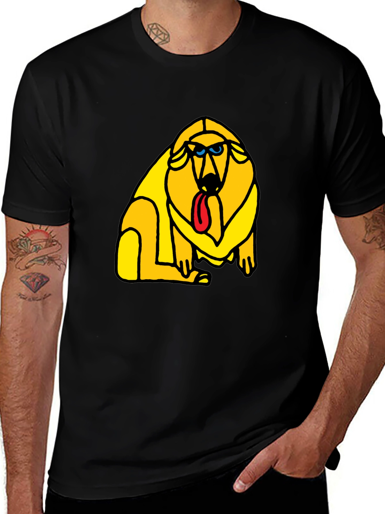 Variant 16 of Funky Dog Graphic Tee - Black Cotton T-Shirt