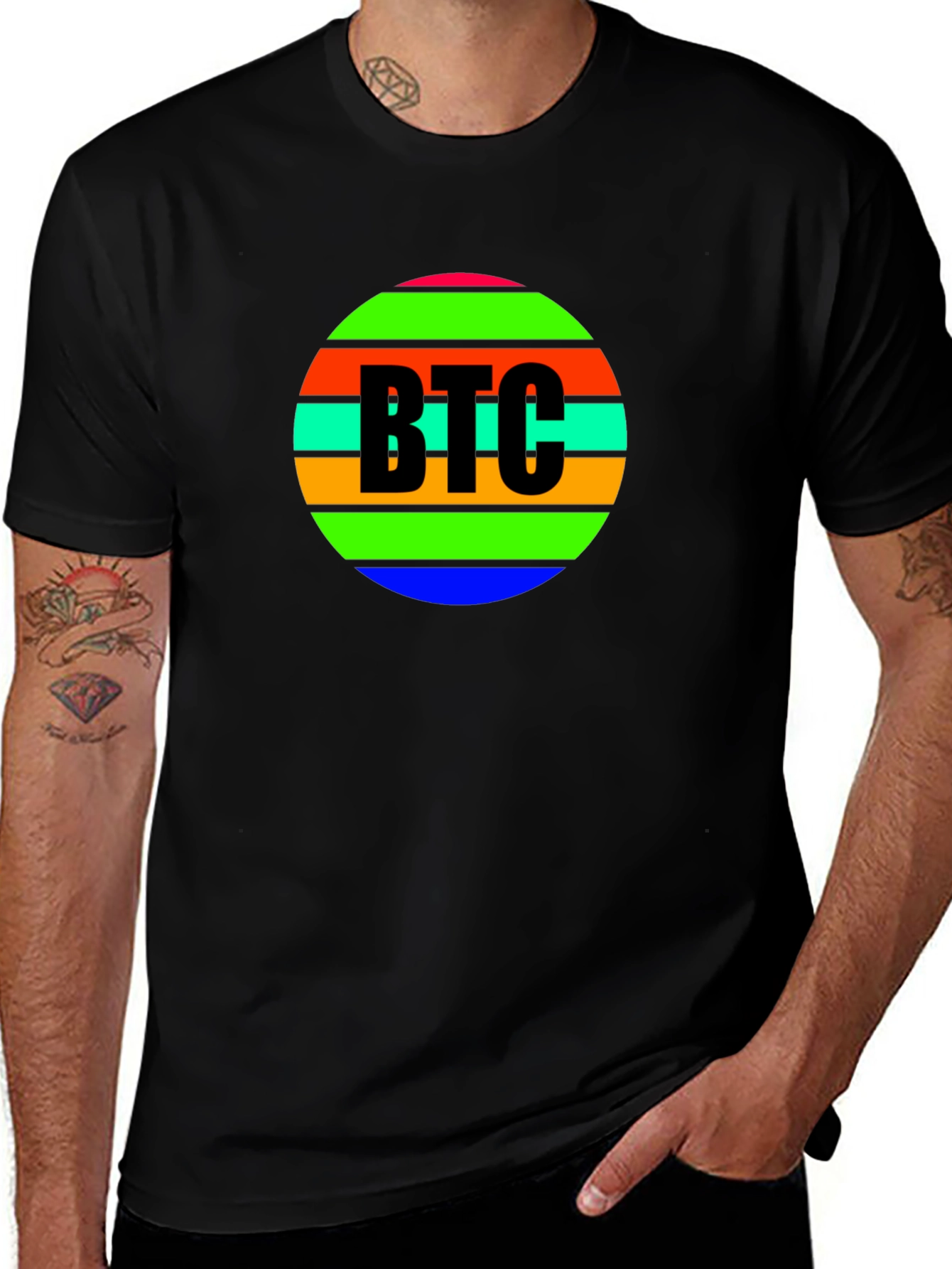 Variant 10 of BTC Crypto Colorful Striped T-Shirt