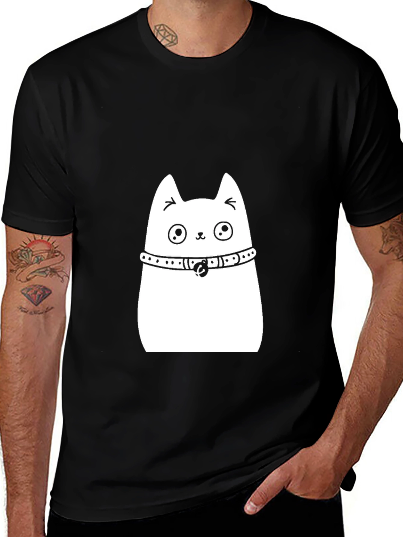 Variant 30 of Cute Cat Graphic Tee - Black
