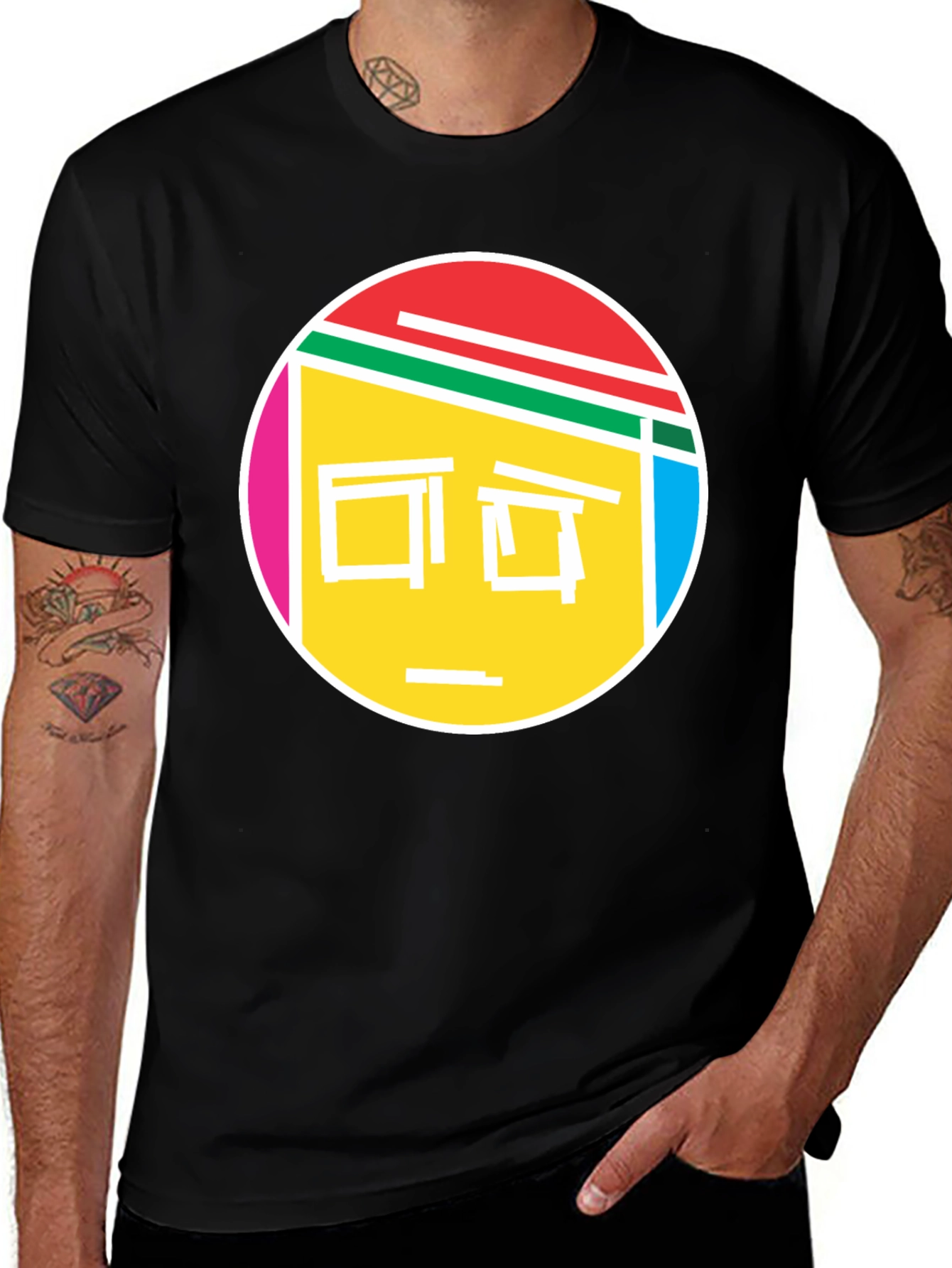 Variant 5 of Abstract Face Graphic Black T-Shirt