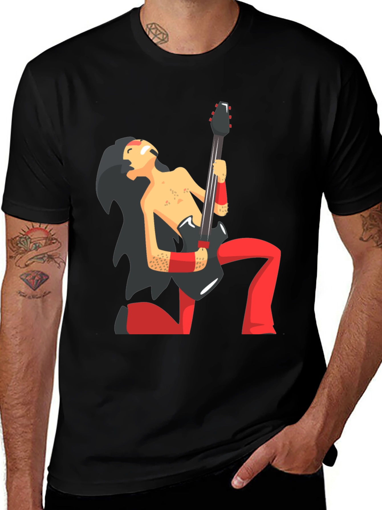 Variant 14 of Cartoon Rocker Graphic Black T-Shirt