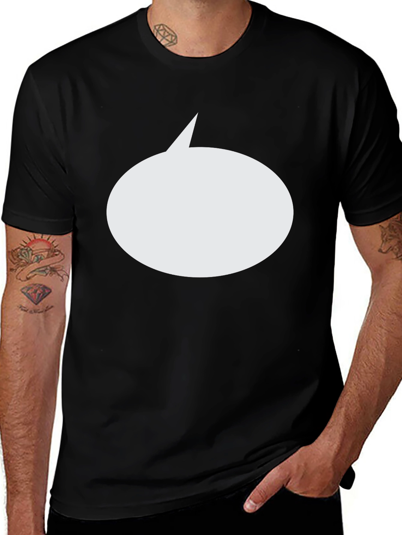 Variant 14 of Men's Black T-Shirt with Blank Speech Bubble Design