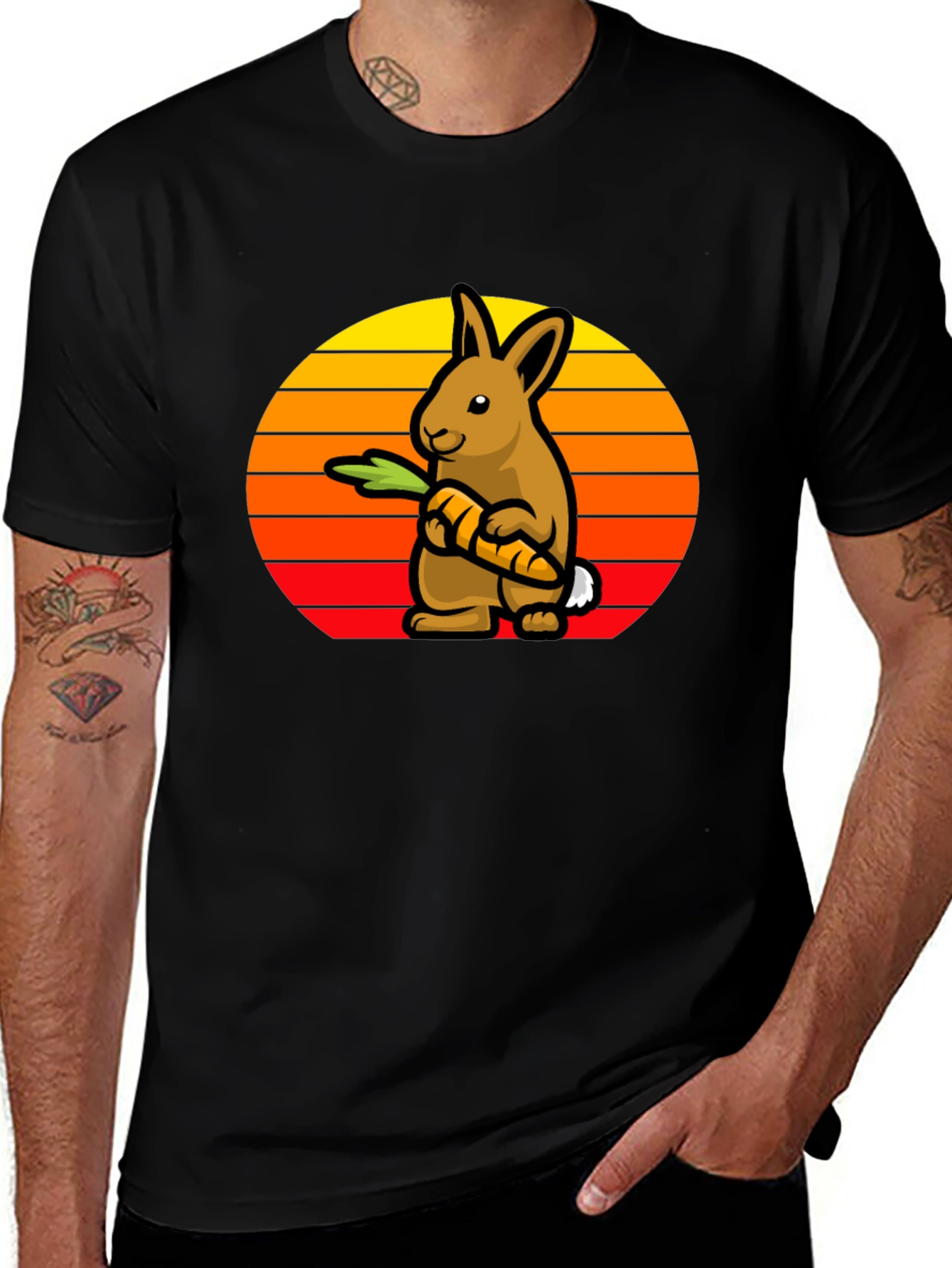 Variant 15 of Rabbit Holding Carrot Graphic T-Shirt