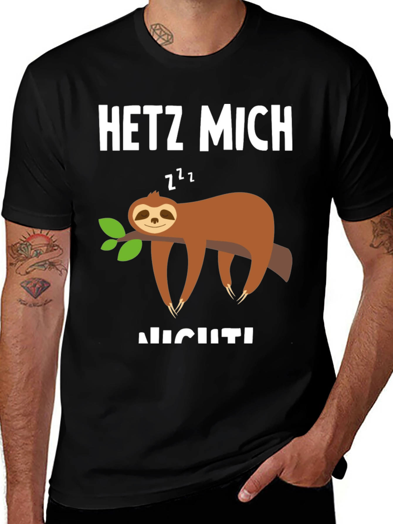 Black Sloth Graphic T-Shirt - 'Hetz Mich Nicht' - Unisex main image