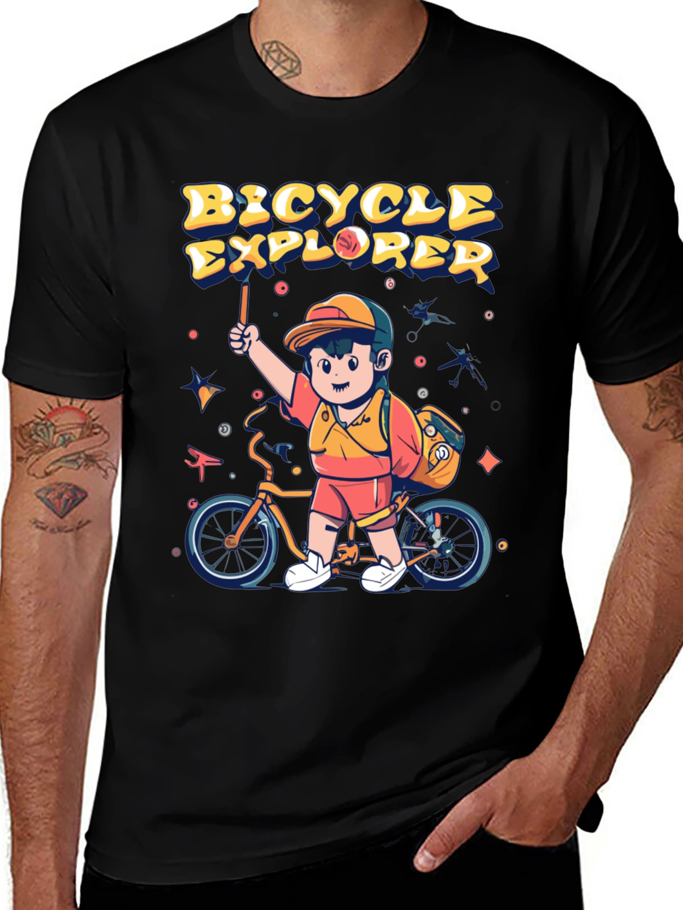 Variant 21 of Bicycle Explorer Cartoon Graphic Tee