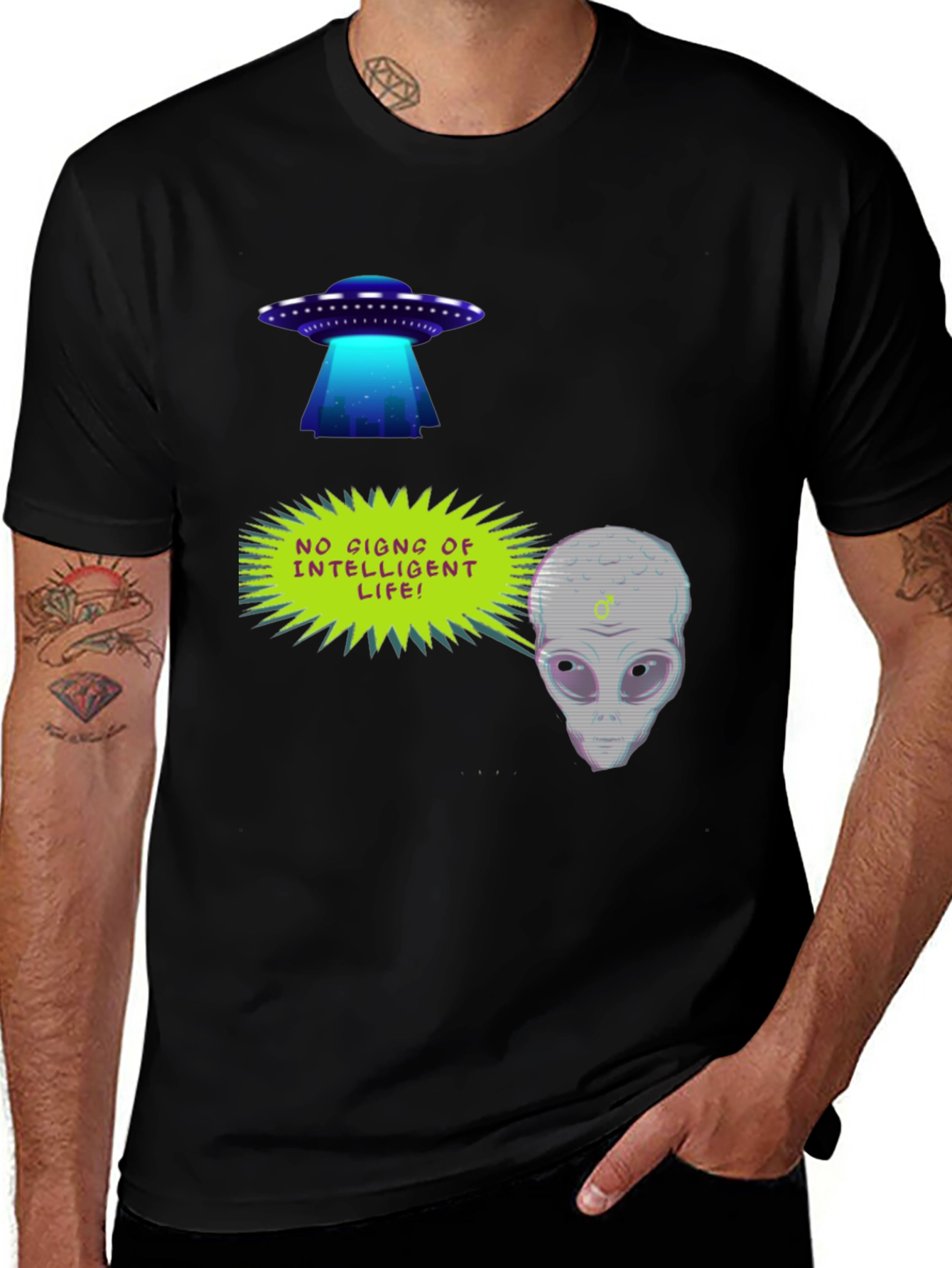 Variant 15 of UFO Alien Graphic T-Shirt - No Signs of Intelligent Life!