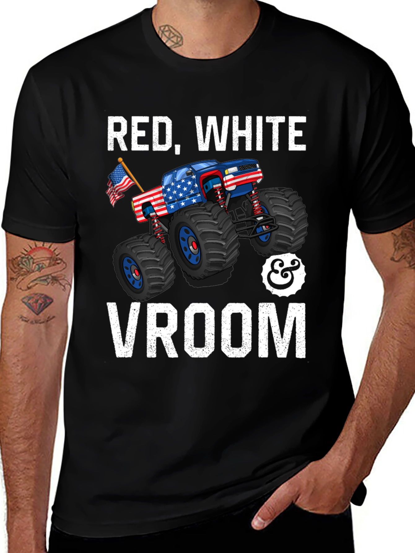 Variant 10 of Red White & Vroom Monster Truck Graphic Tee