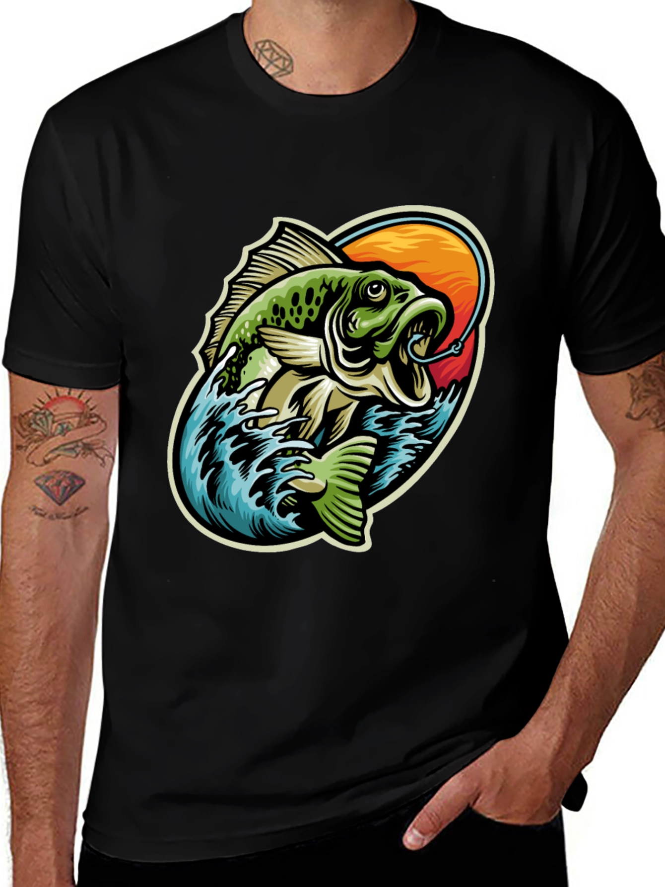 Variant 19 of Bass Fishing Graphic T-Shirt - Angler's Delight!