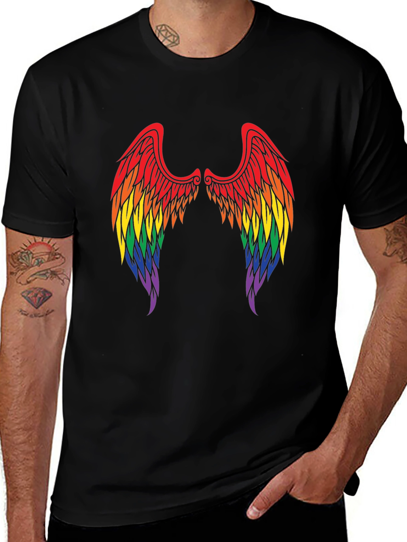 Variant 2 of Rainbow Angel Wings T-Shirt - Pride Tee