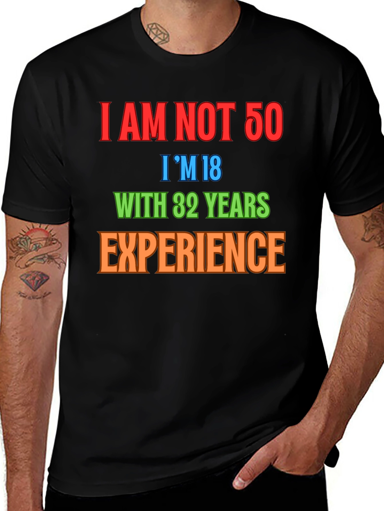 Funny 50th Birthday T-Shirt - I'm 18 with 32 Years Experience