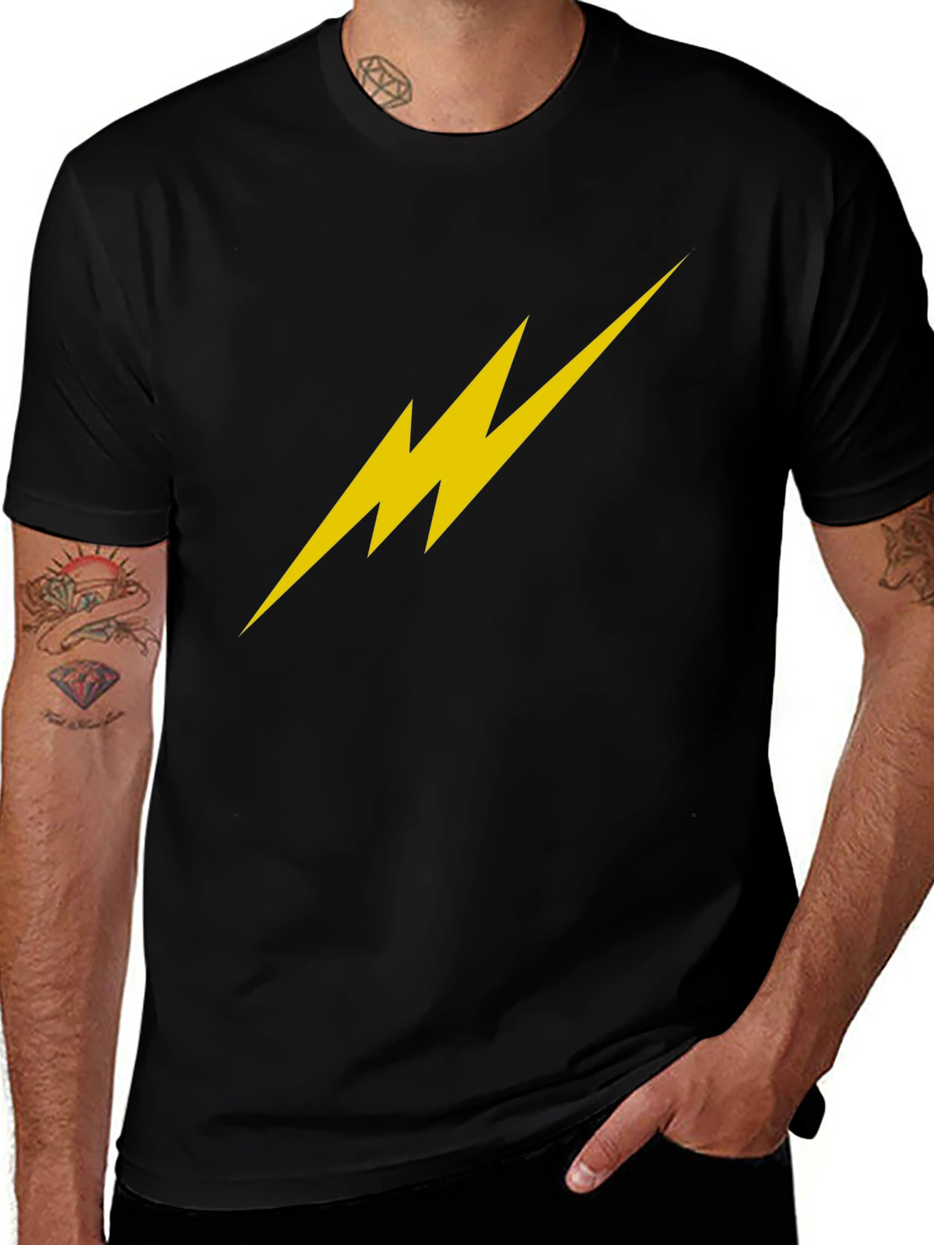 Variant 6 of Lightning Bolt Graphic Tee - Black Cotton