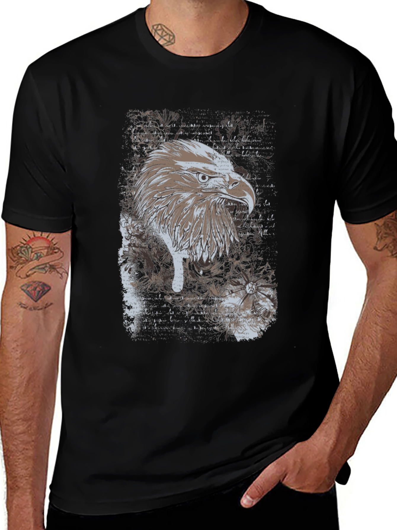 Variant 20 of Eagle Graphic Print Black T-Shirt