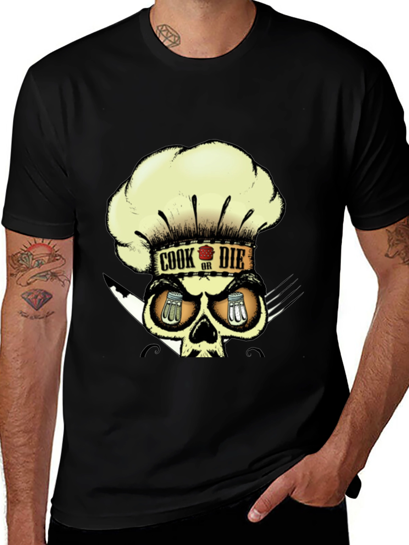 Variant 17 of Cook or Die T-Shirt - Chef Skull Graphic Tee