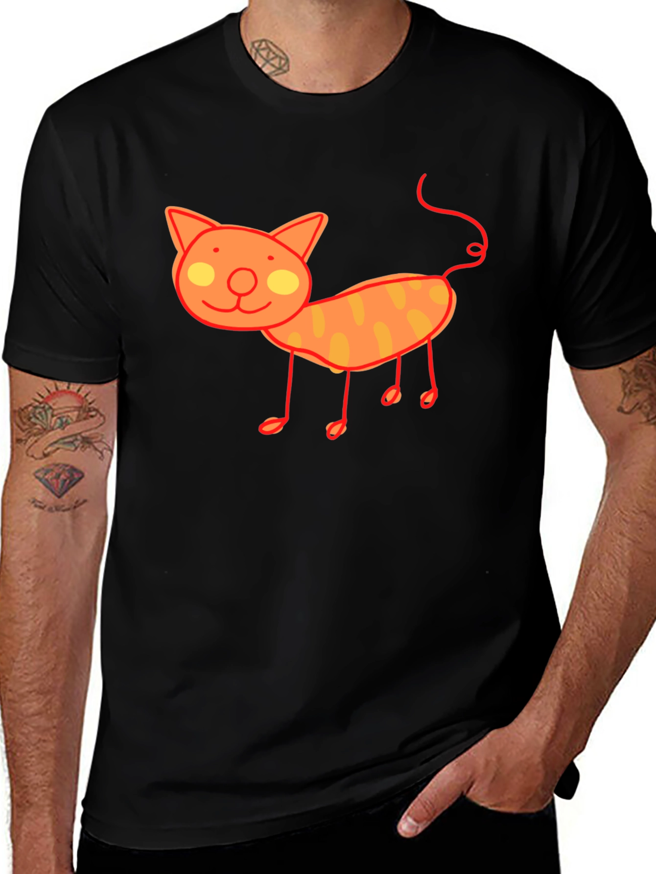 Variant 16 of Cute Cat Graphic T-Shirt - Black