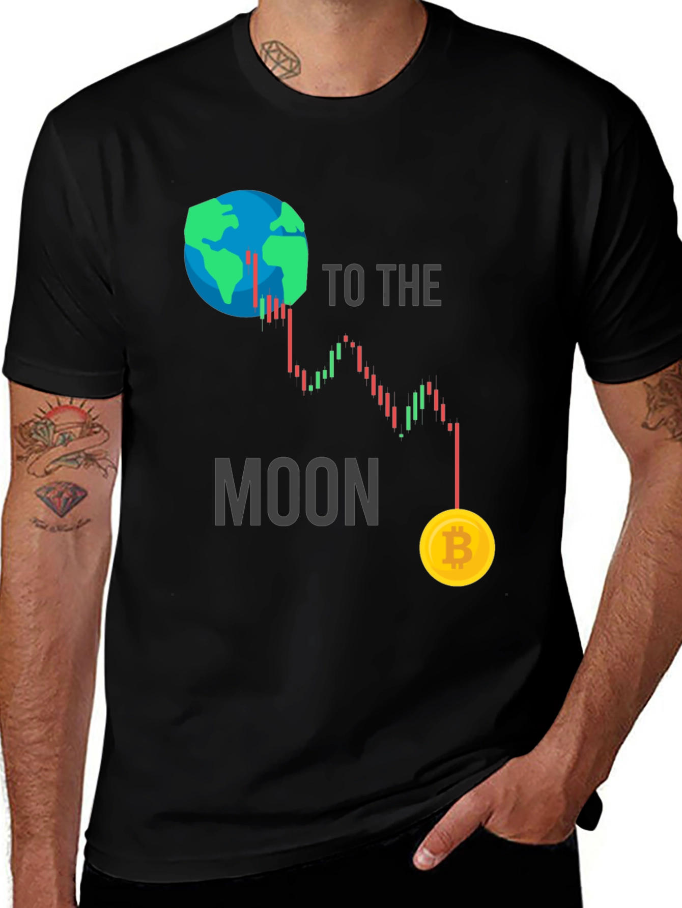 Bitcoin to the Moon Black T-Shirt