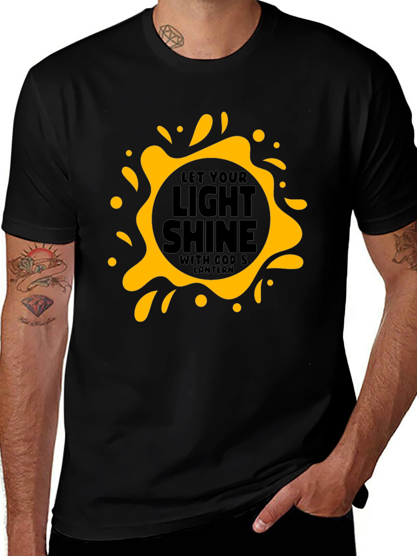 Variant 24 of Let Your Light Shine Black Graphic Tee