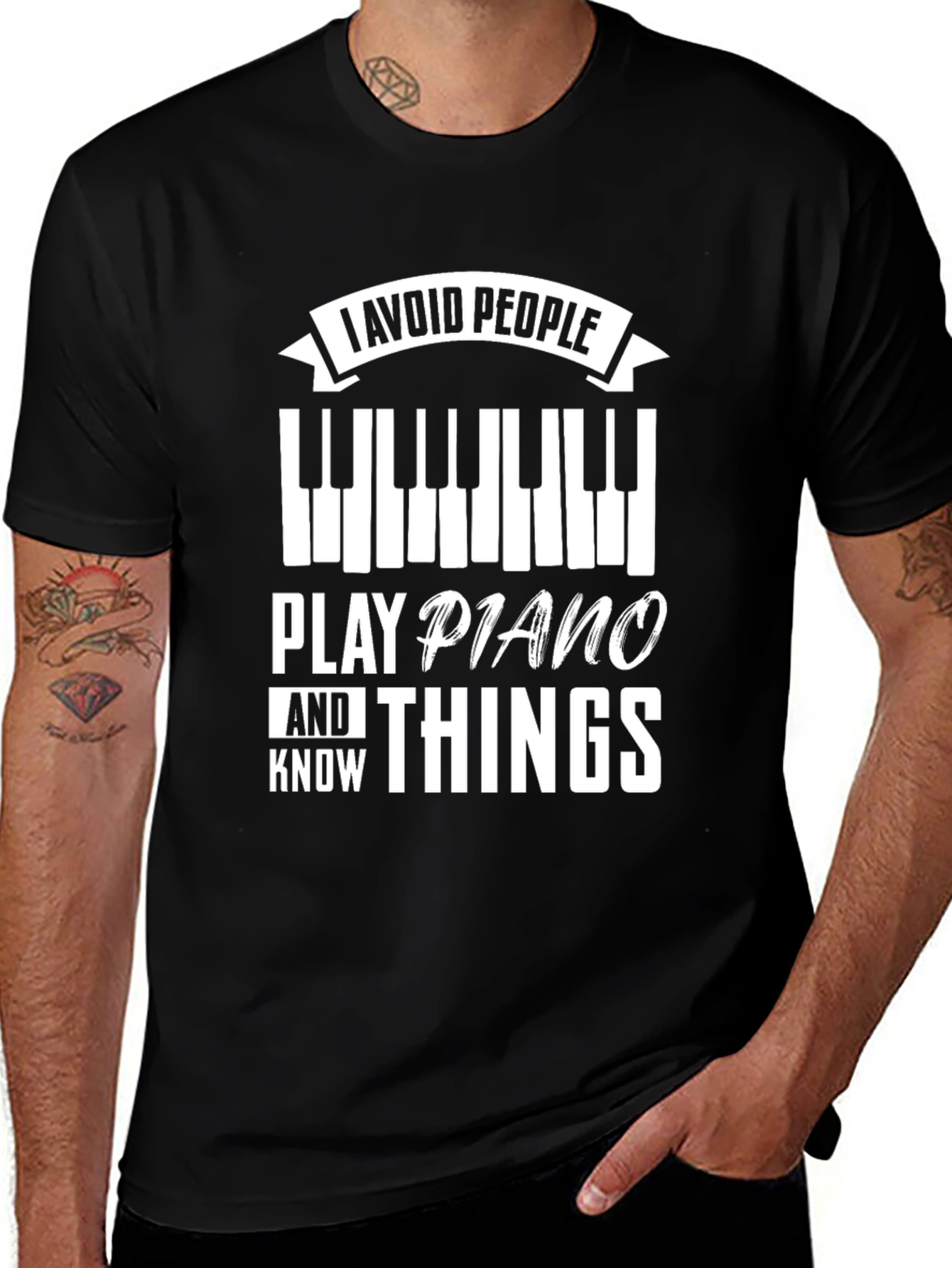 Variant 9 of I Avoid People Play Piano T-Shirt
