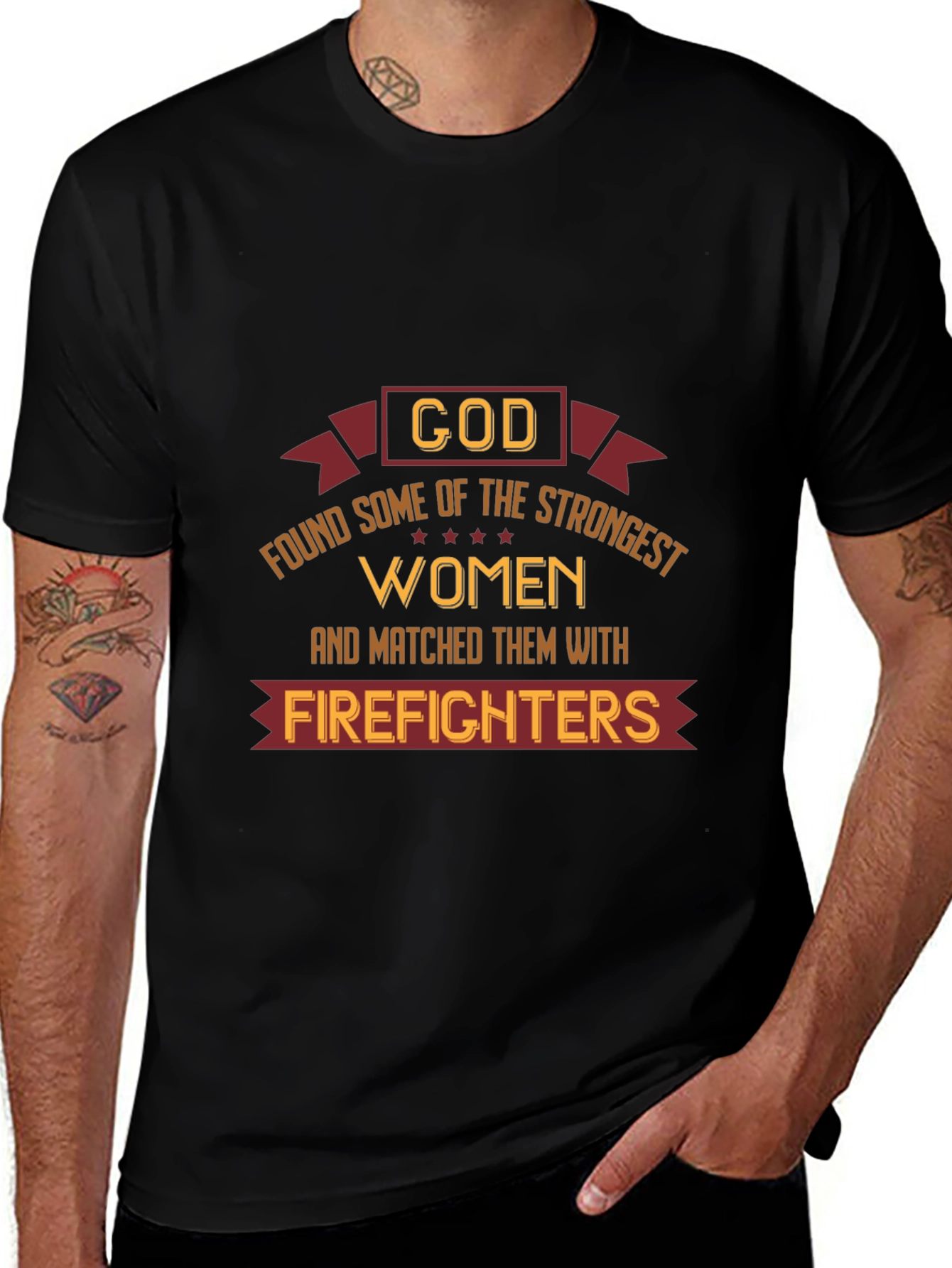 Variant 12 of Strong Women Firefighter Tee - Black Graphic T-Shirt