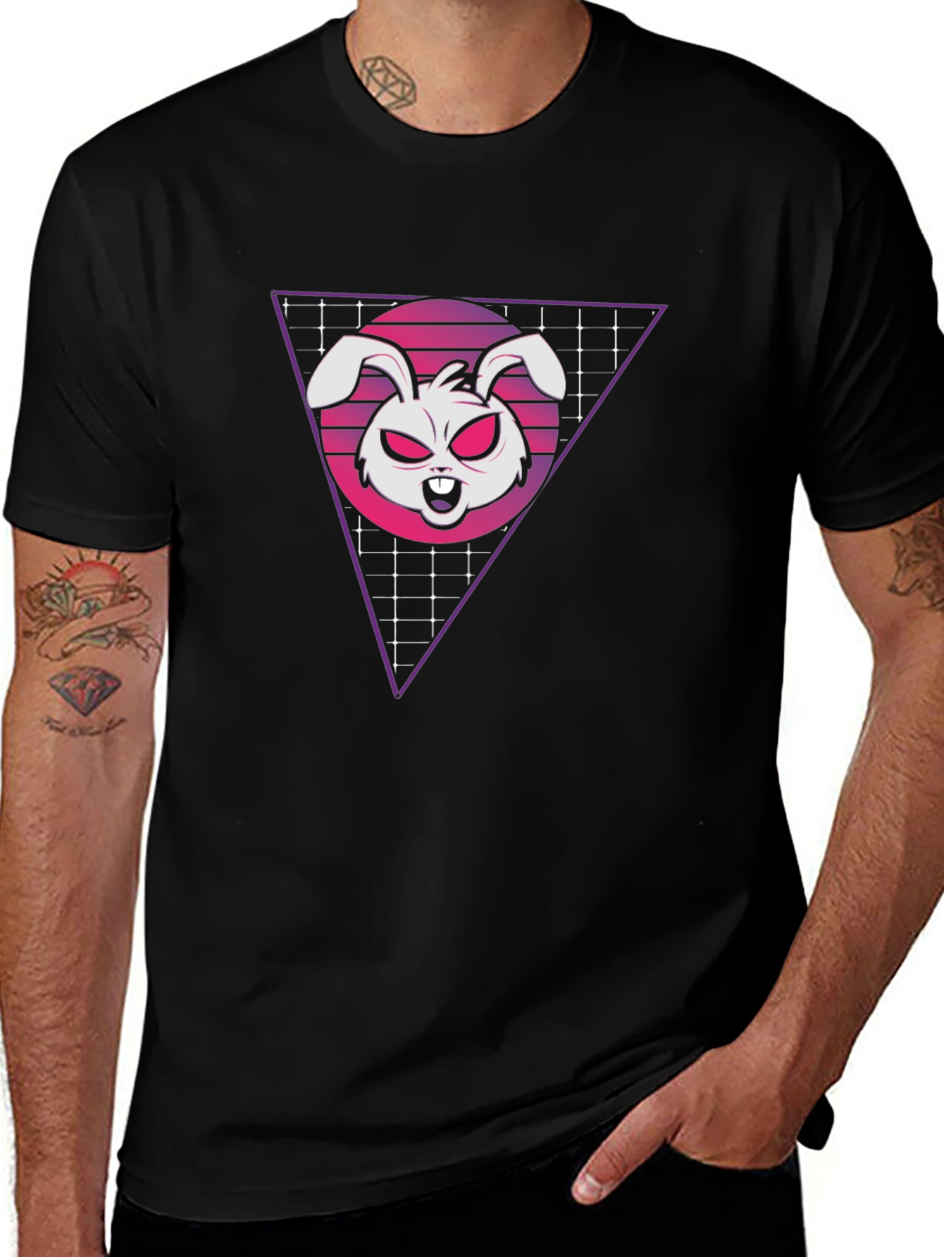 Variant 22 of Retro Rabbit Graphic T-Shirt - Black