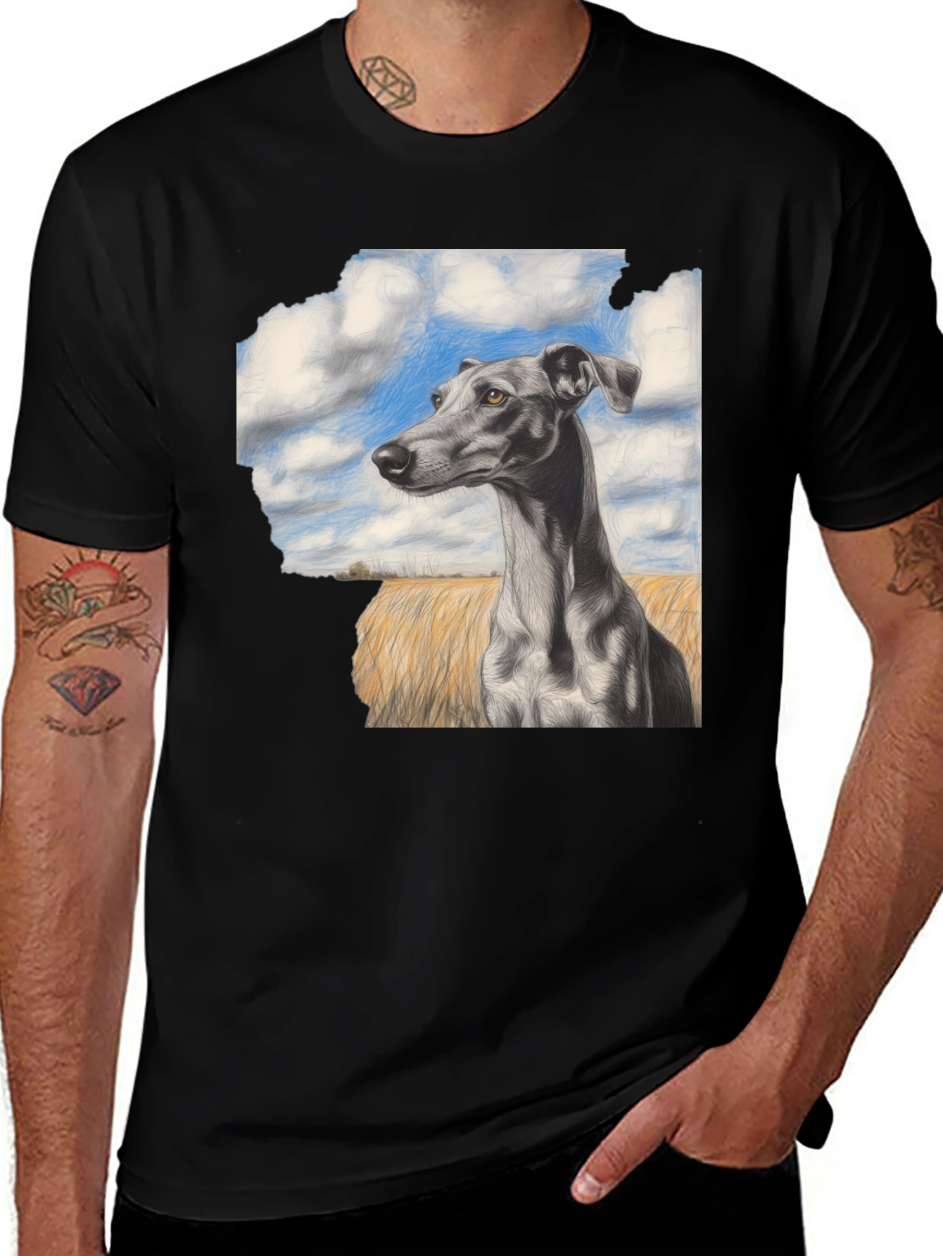 Variant 5 of Greyhound Dog Graphic T-Shirt - Unisex Style