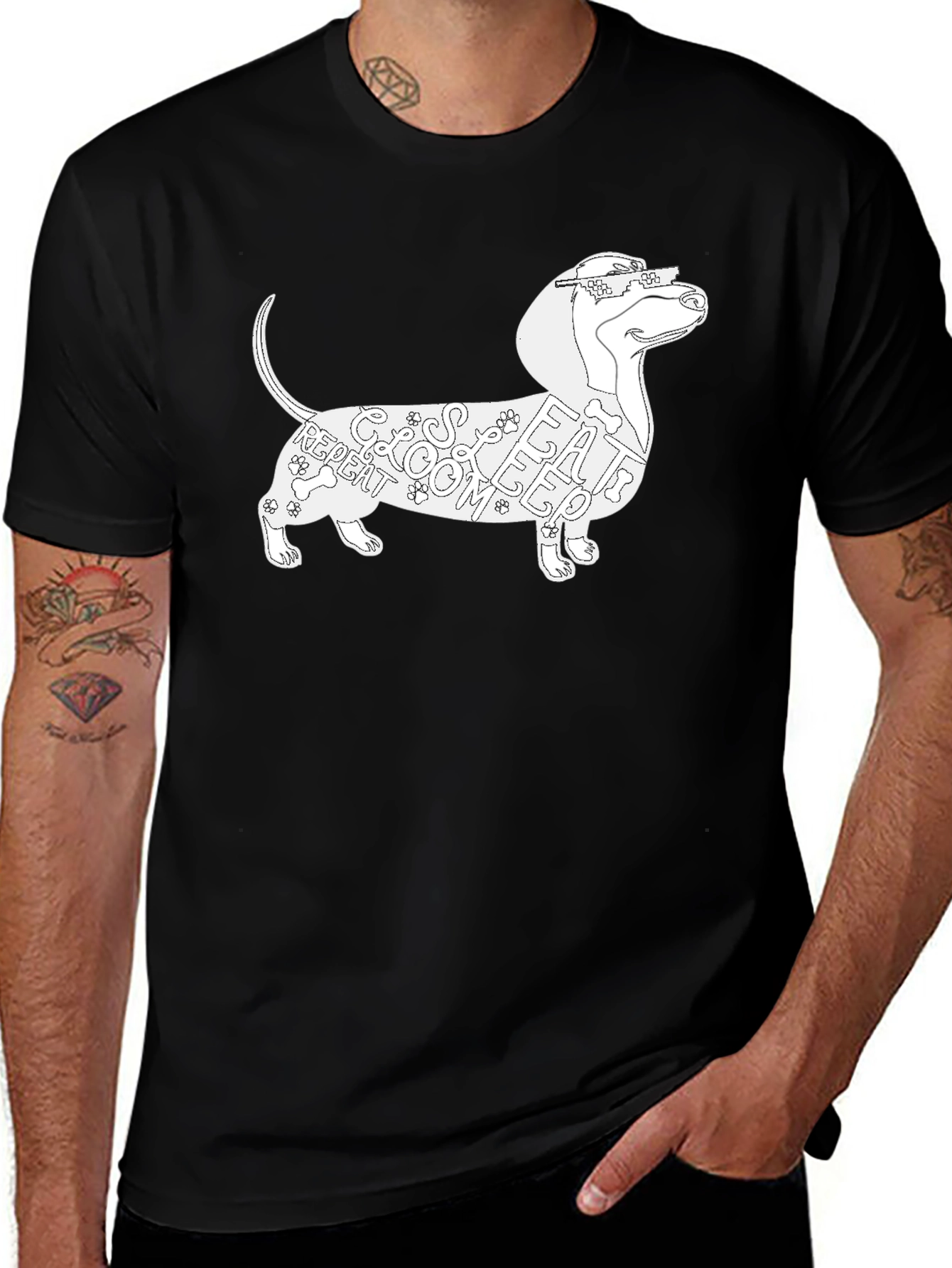 Variant 29 of Dachshund Lover Graphic Tee - Black Cotton T-Shirt