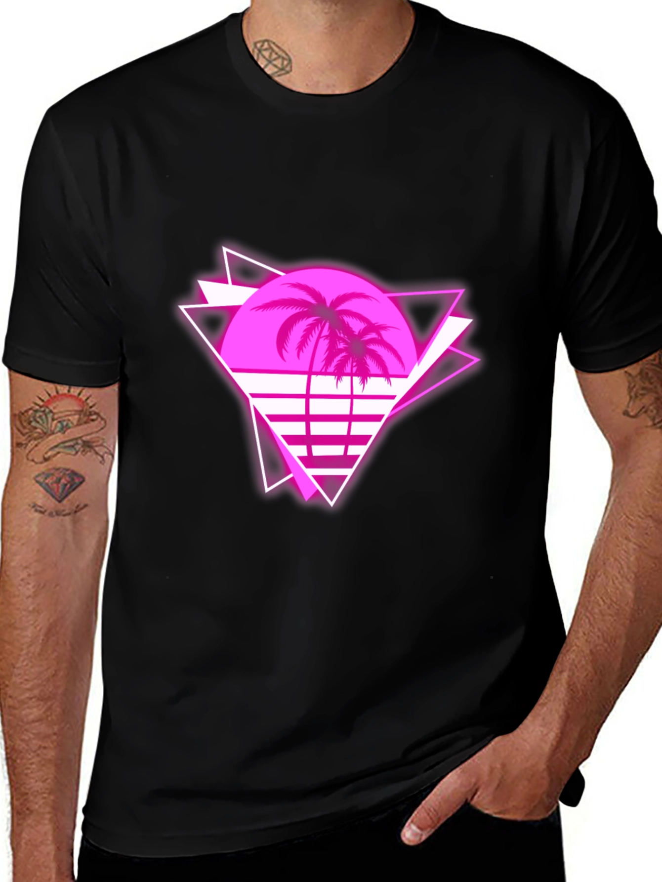 Variant 9 of Retro Palm Tree Graphic Tee - 80's Style
