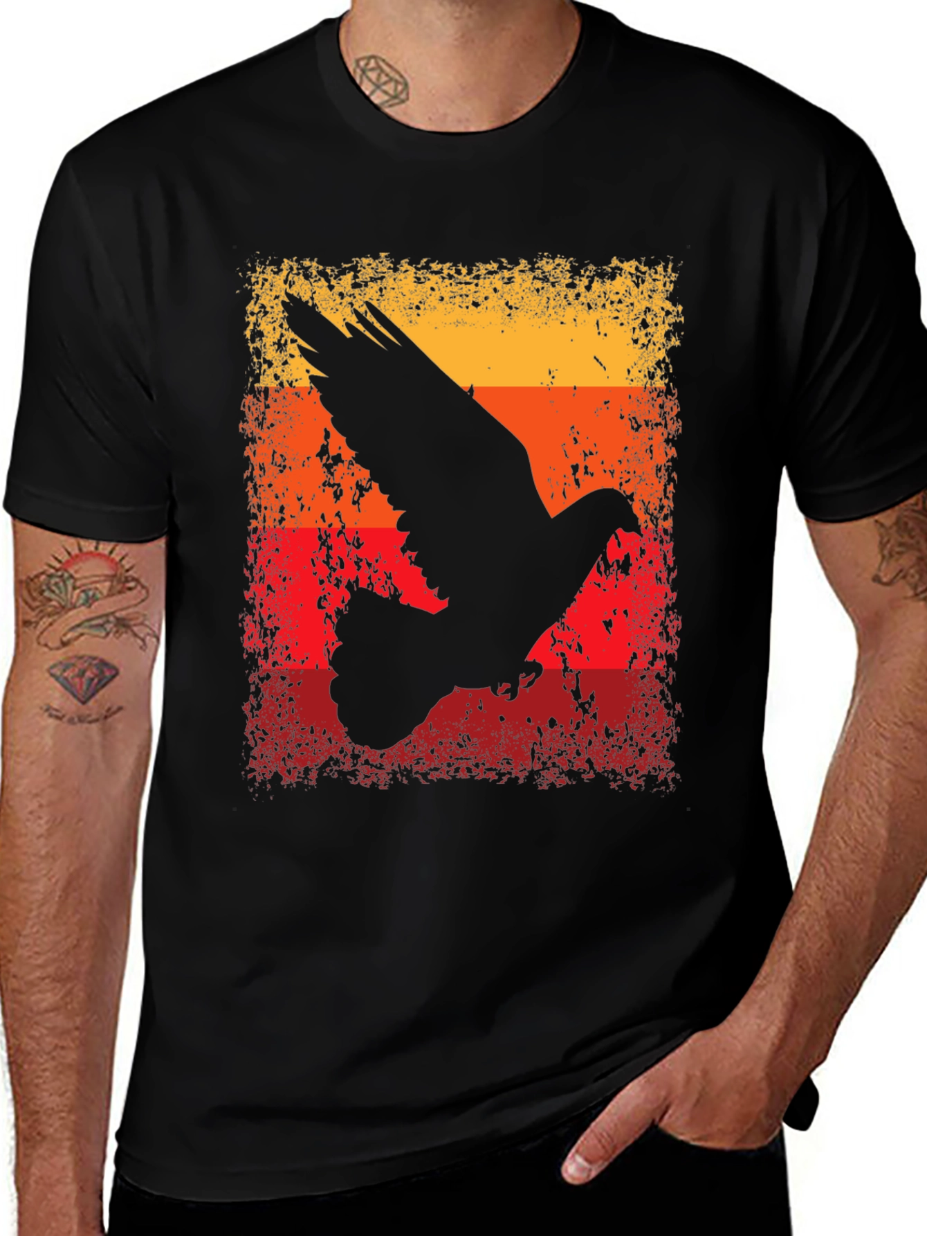 Variant 22 of Retro Bird Silhouette Graphic Tee - Black
