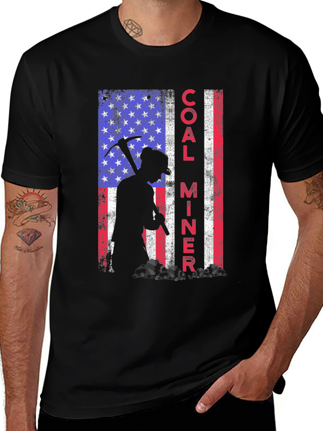 Variant 7 of Coal Miner Patriotic American Flag T-Shirt
