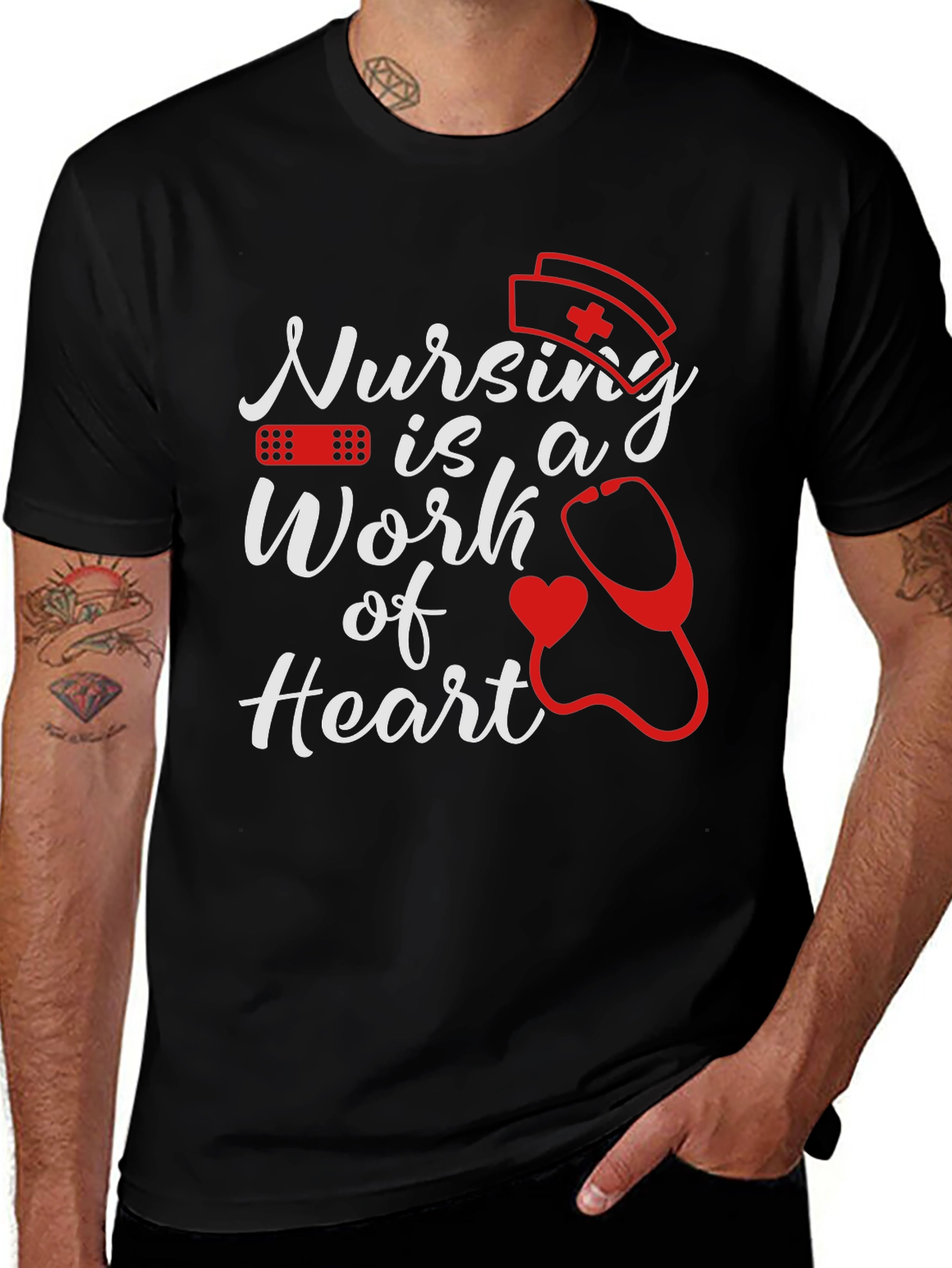 Variant 24 of Nursing is a Work of Heart Graphic Tee