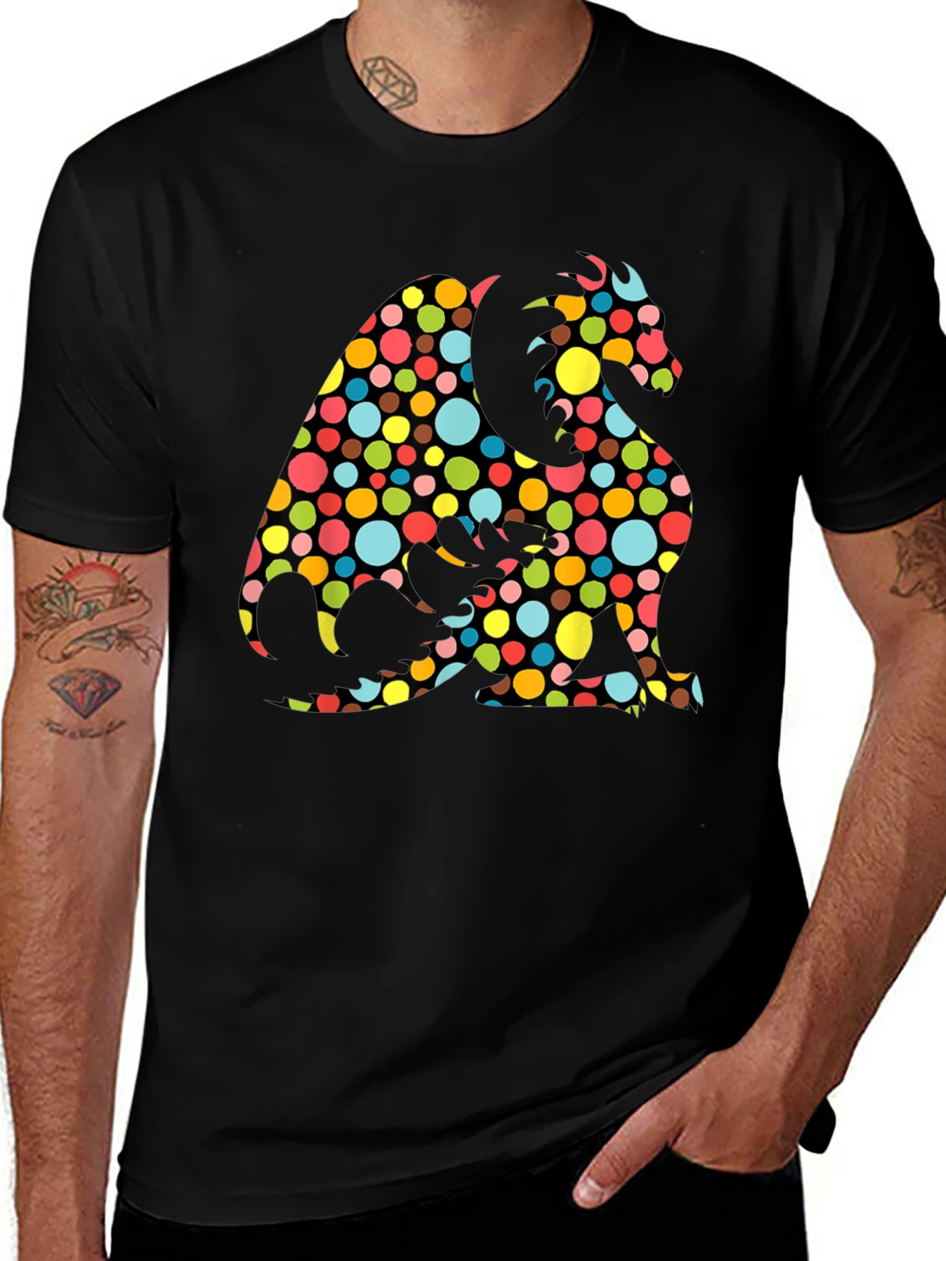 Variant 22 of Colorful Dragon Dot T-Shirt - Unique Graphic Tee