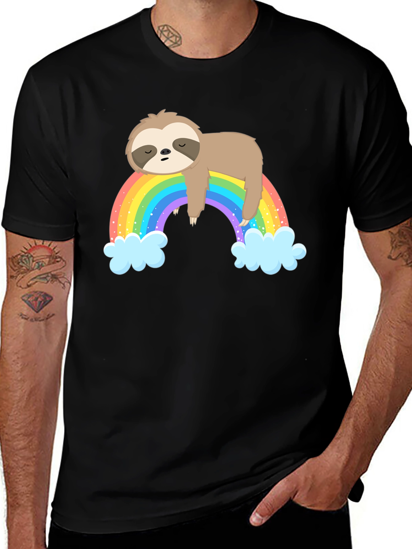 Variant 13 of Lazy Sloth on Rainbow T-Shirt