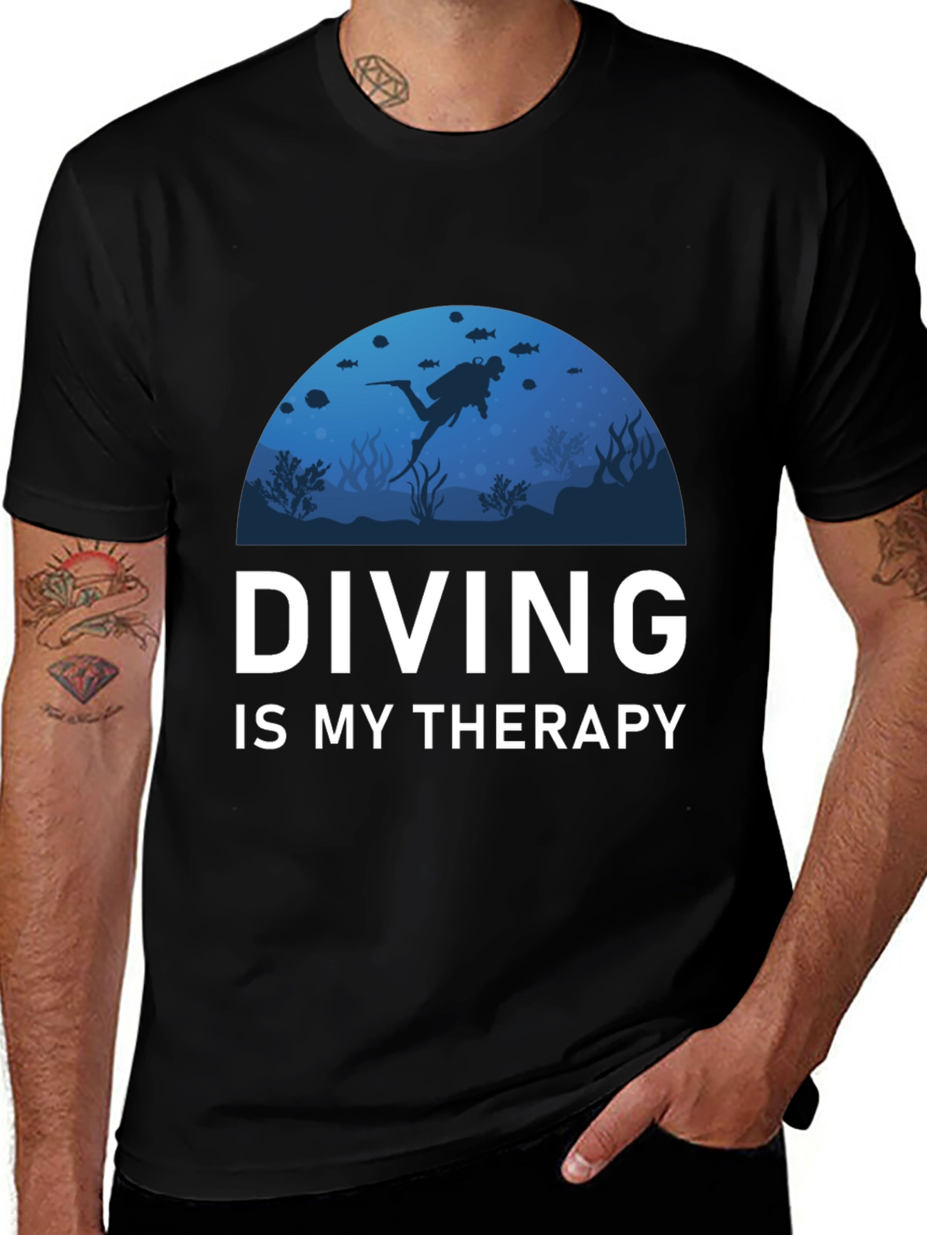 Variant 20 of Diving is My Therapy Black T-Shirt