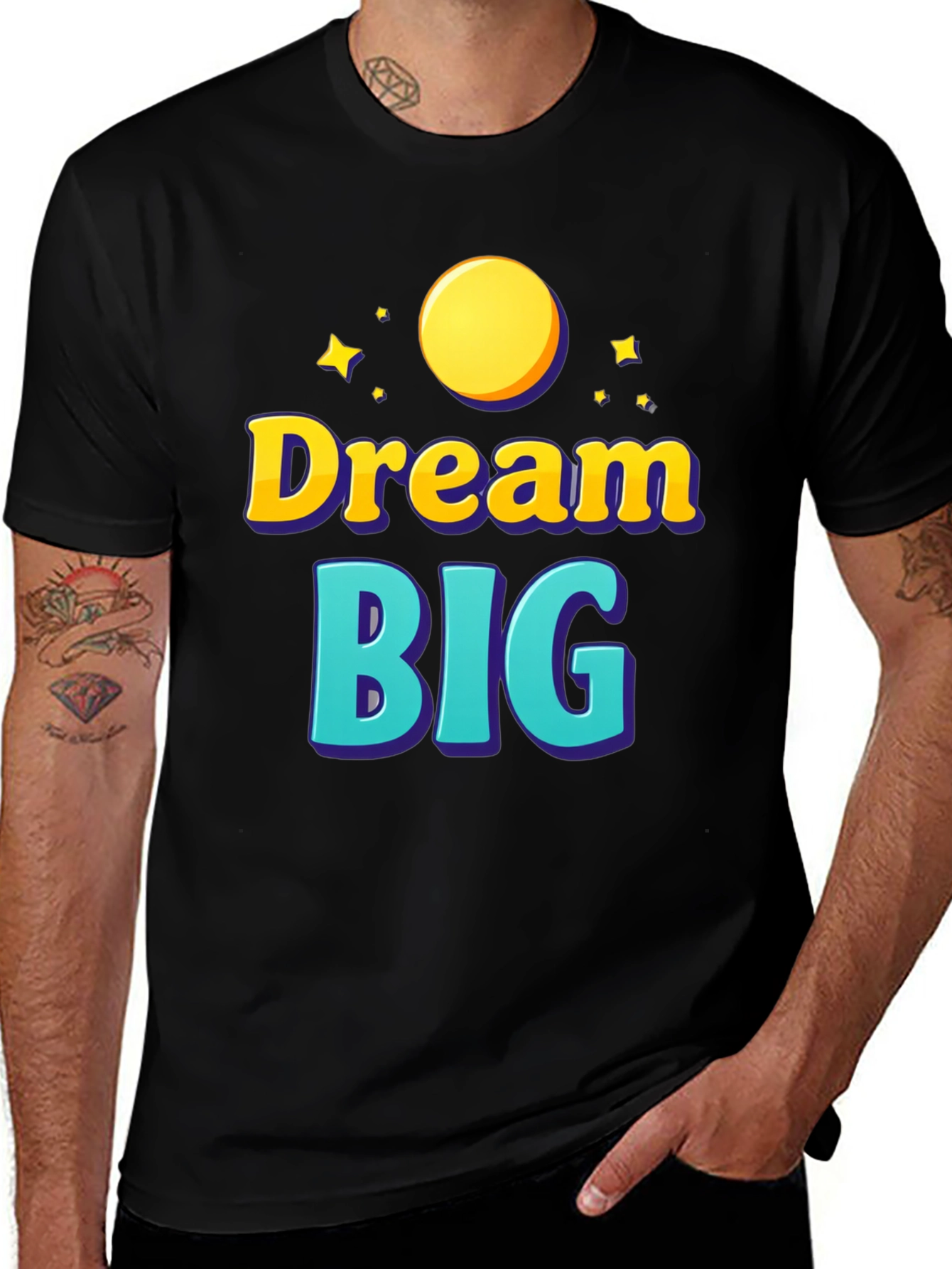 Variant 7 of Dream Big Graphic Tee - Inspirational Black T-Shirt