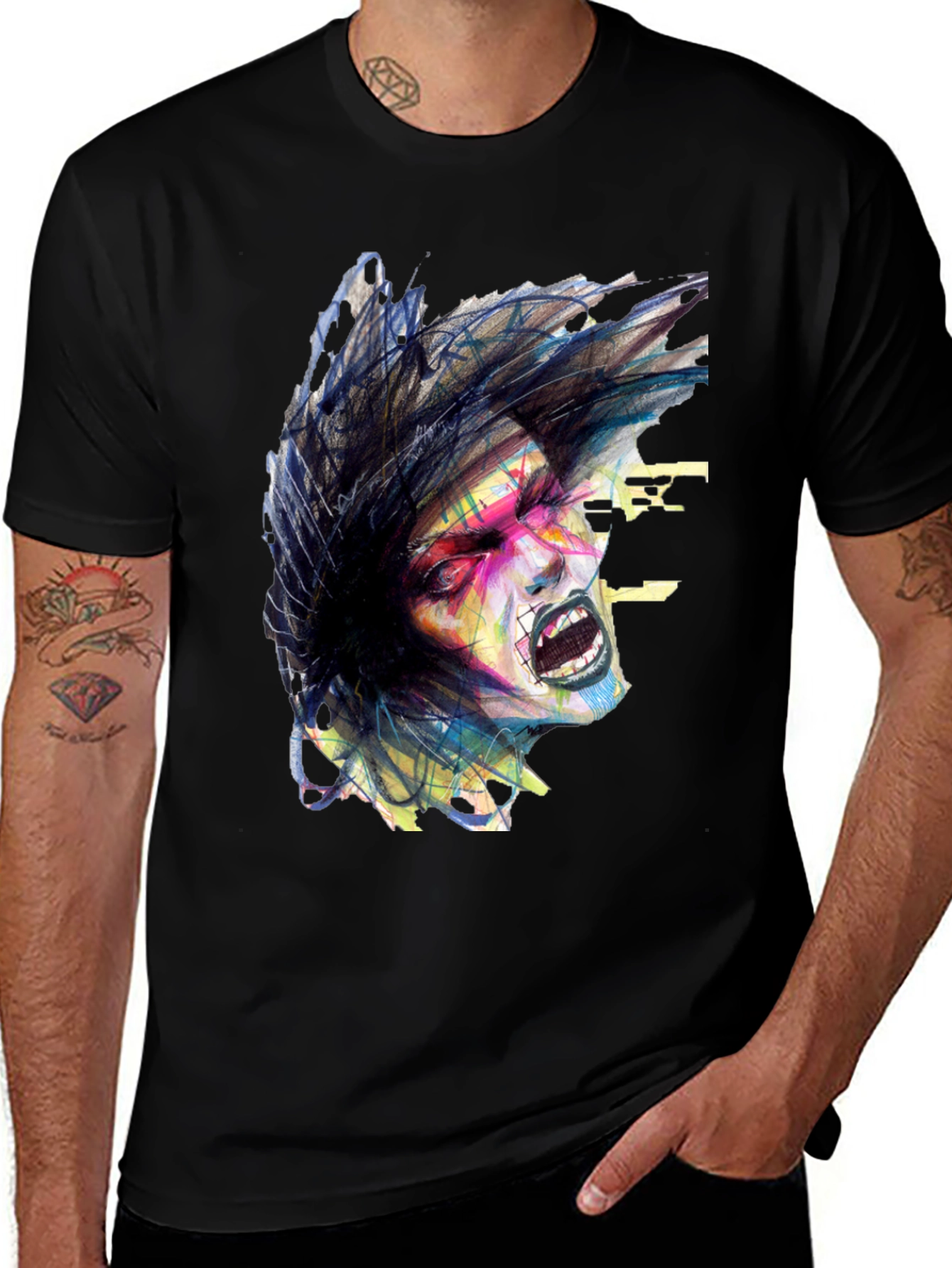 Variant 19 of Abstract Graphic Print Black T-Shirt