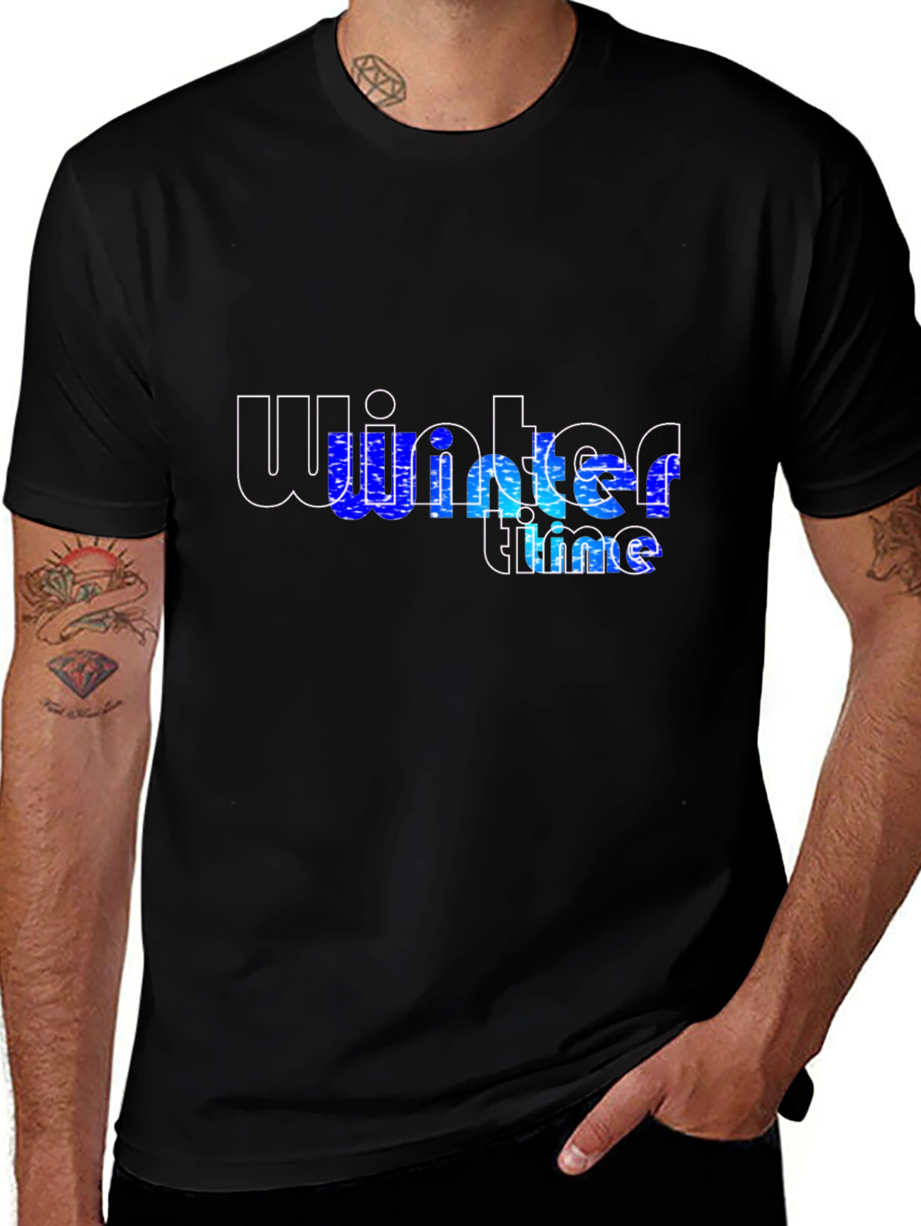 Winter Time Graphic T-Shirt - Black