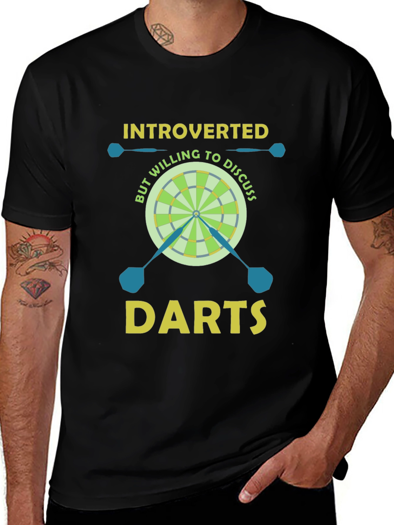 Black Introverted But Willing to Discuss Darts T-Shirt main image