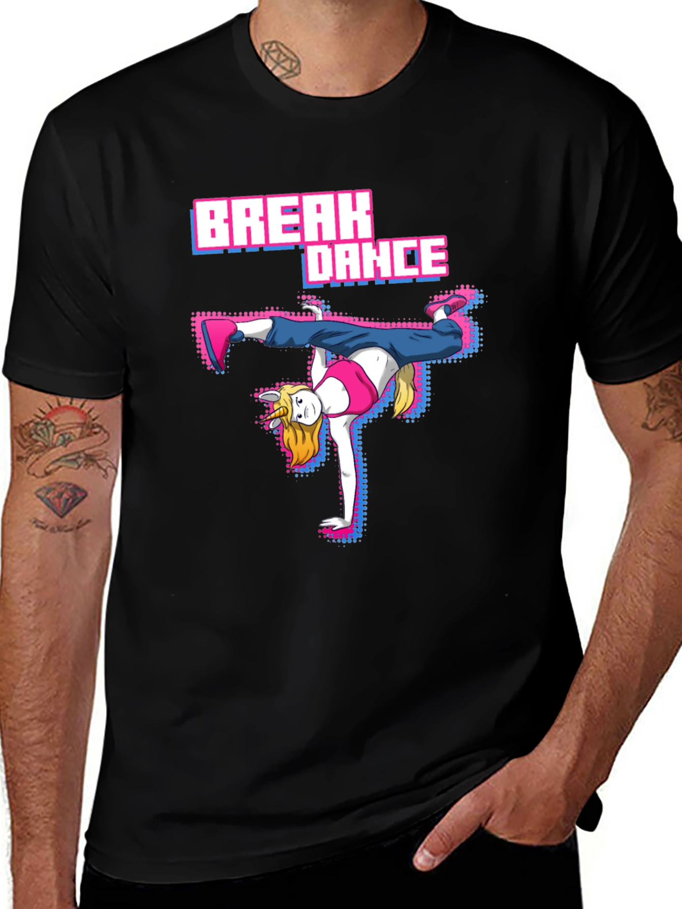 Variant 9 of Unicorn Breakdance Black T-Shirt
