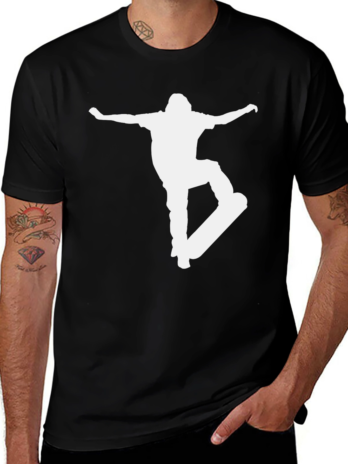 Variant 20 of Skateboarder Graphic Tee - Cool Black T-Shirt