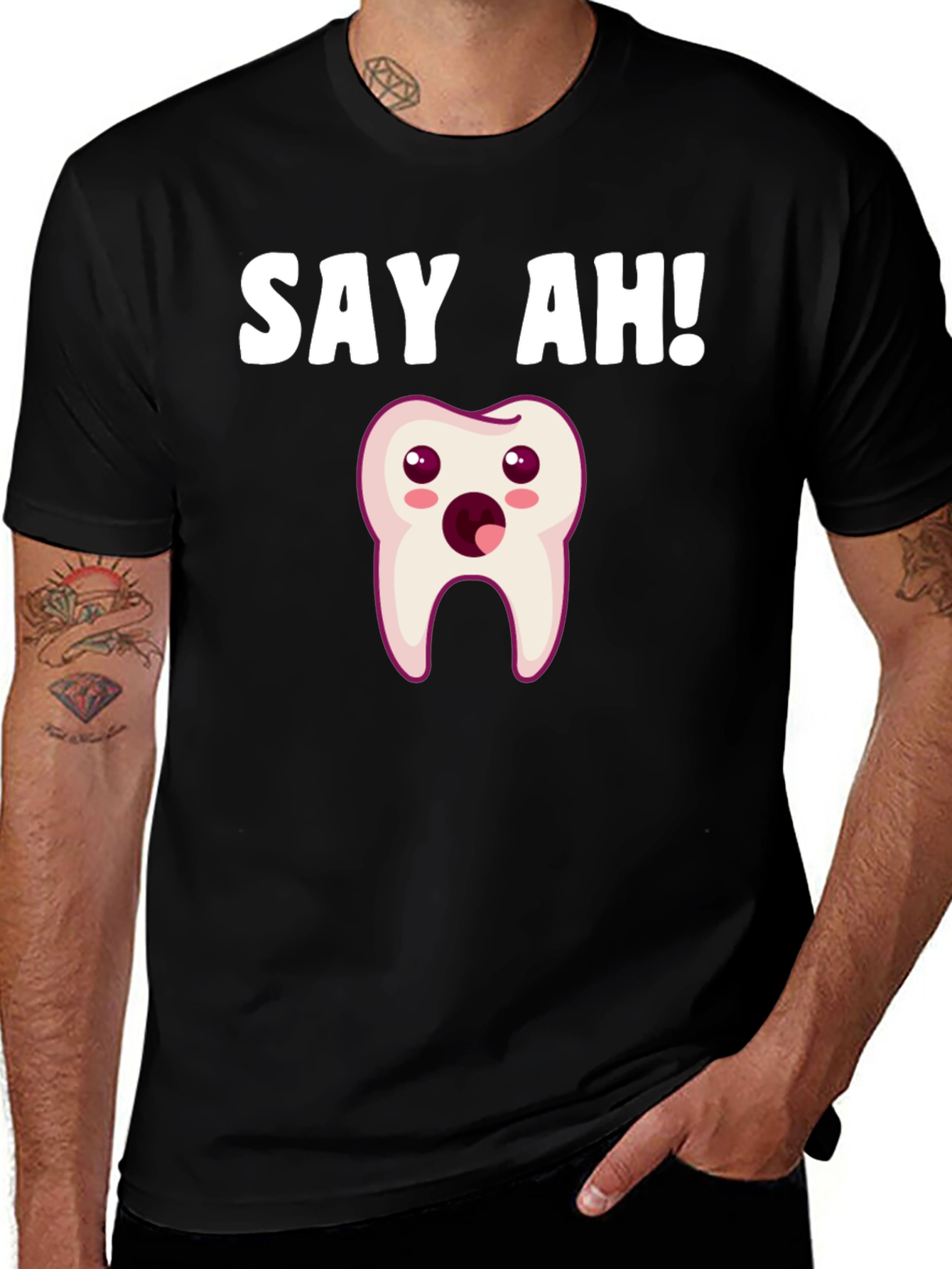 Variant 21 of Say Ah! Cartoon Tooth Graphic T-Shirt