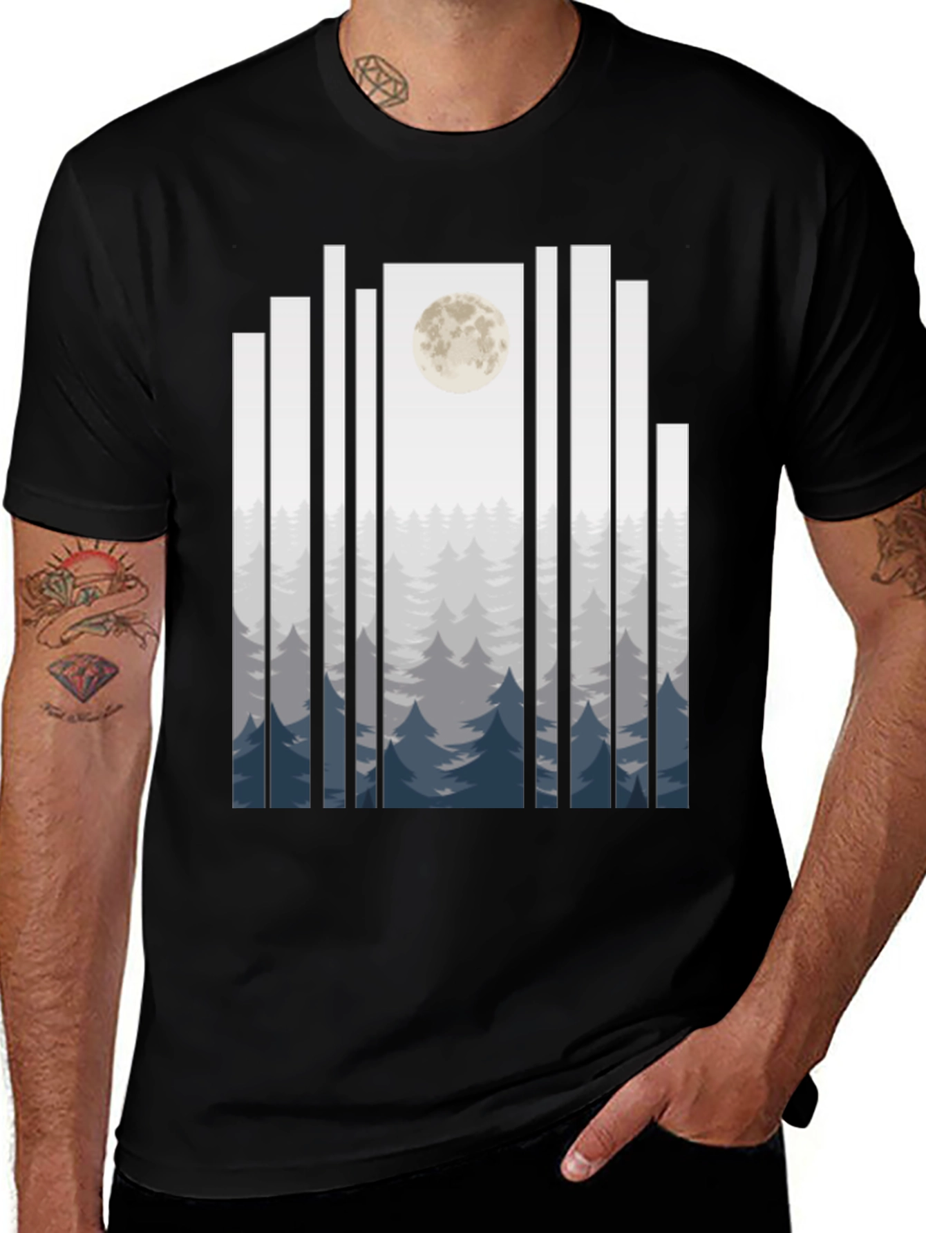 Variant 8 of Moonlit Forest T-Shirt - Black