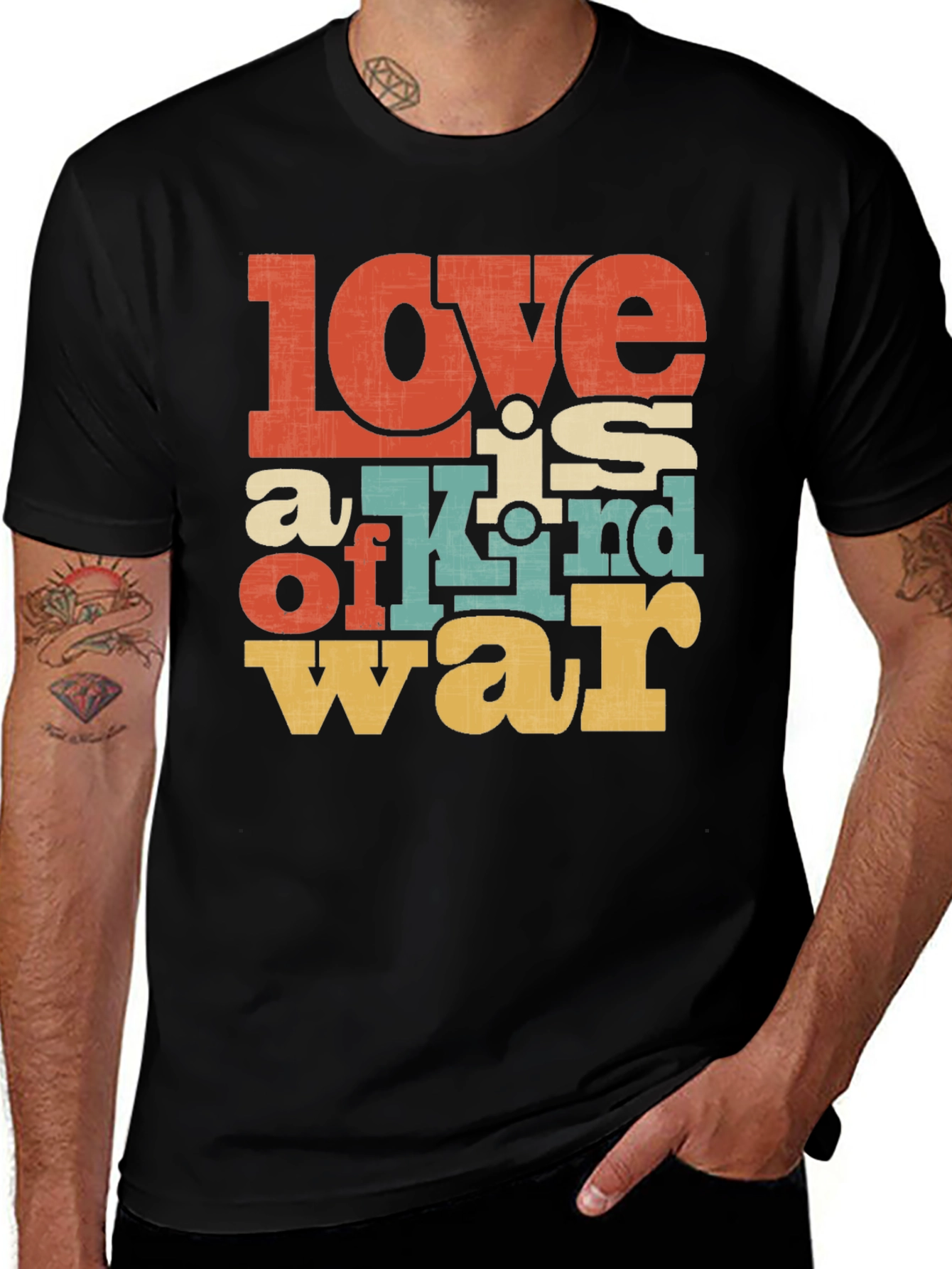 Variant 28 of Love is War Graphic Tee - Retro Design