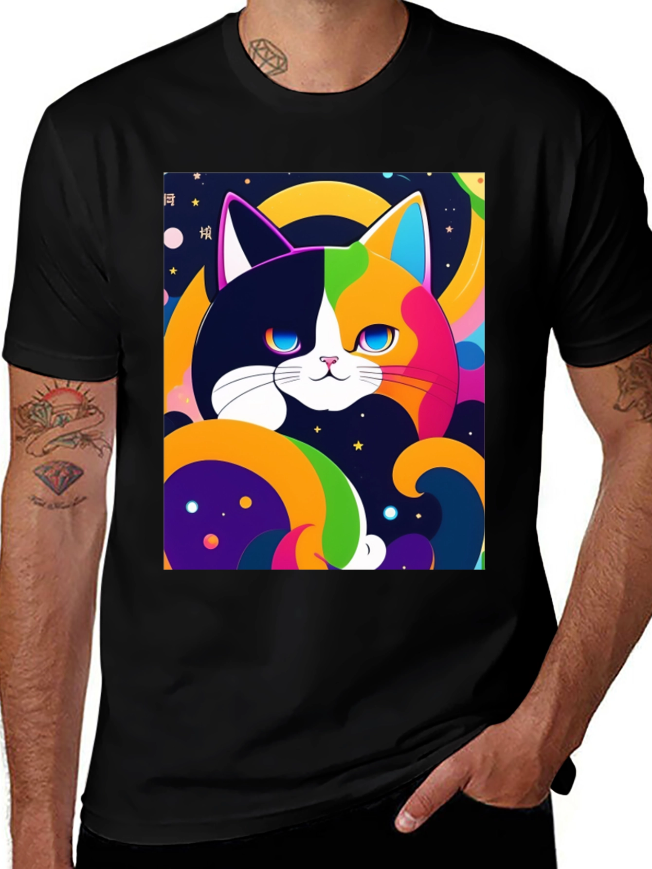Variant 24 of Colorful Cat Graphic T-Shirt