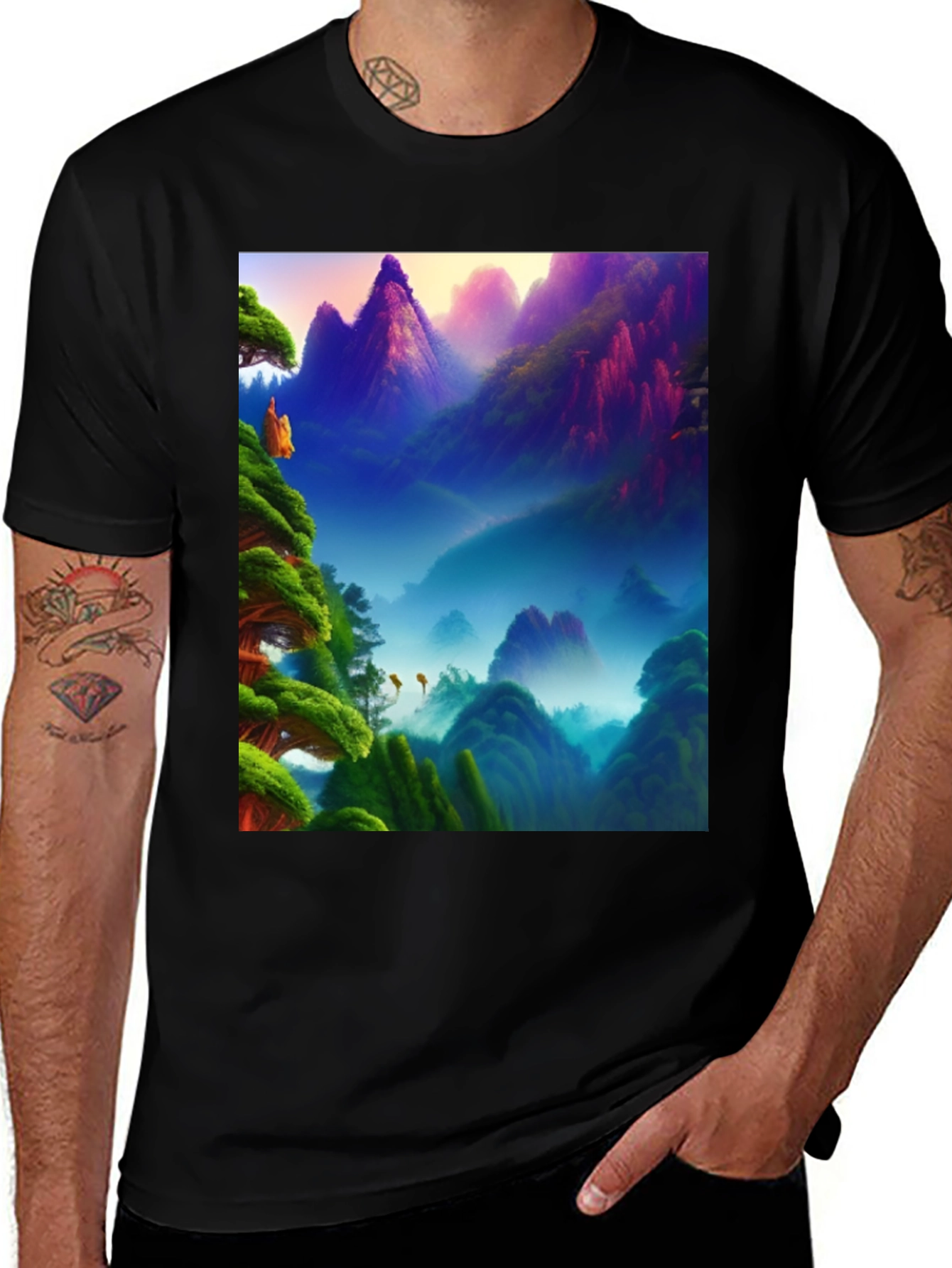 Variant 16 of Vibrant Mountain Landscape Graphic Tee