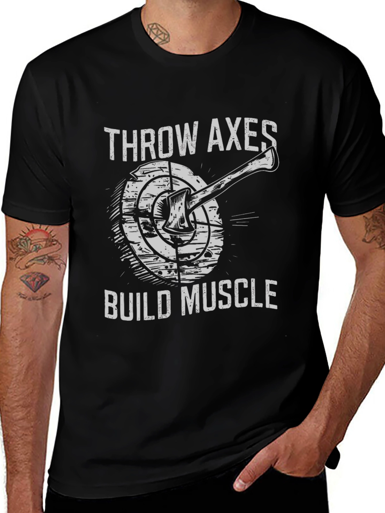 Variant 2 of Throw Axes Build Muscle Graphic Tee