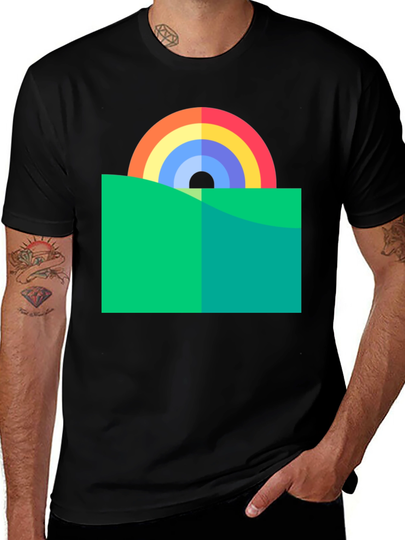 Black Rainbow Horizon Graphic Tee main image