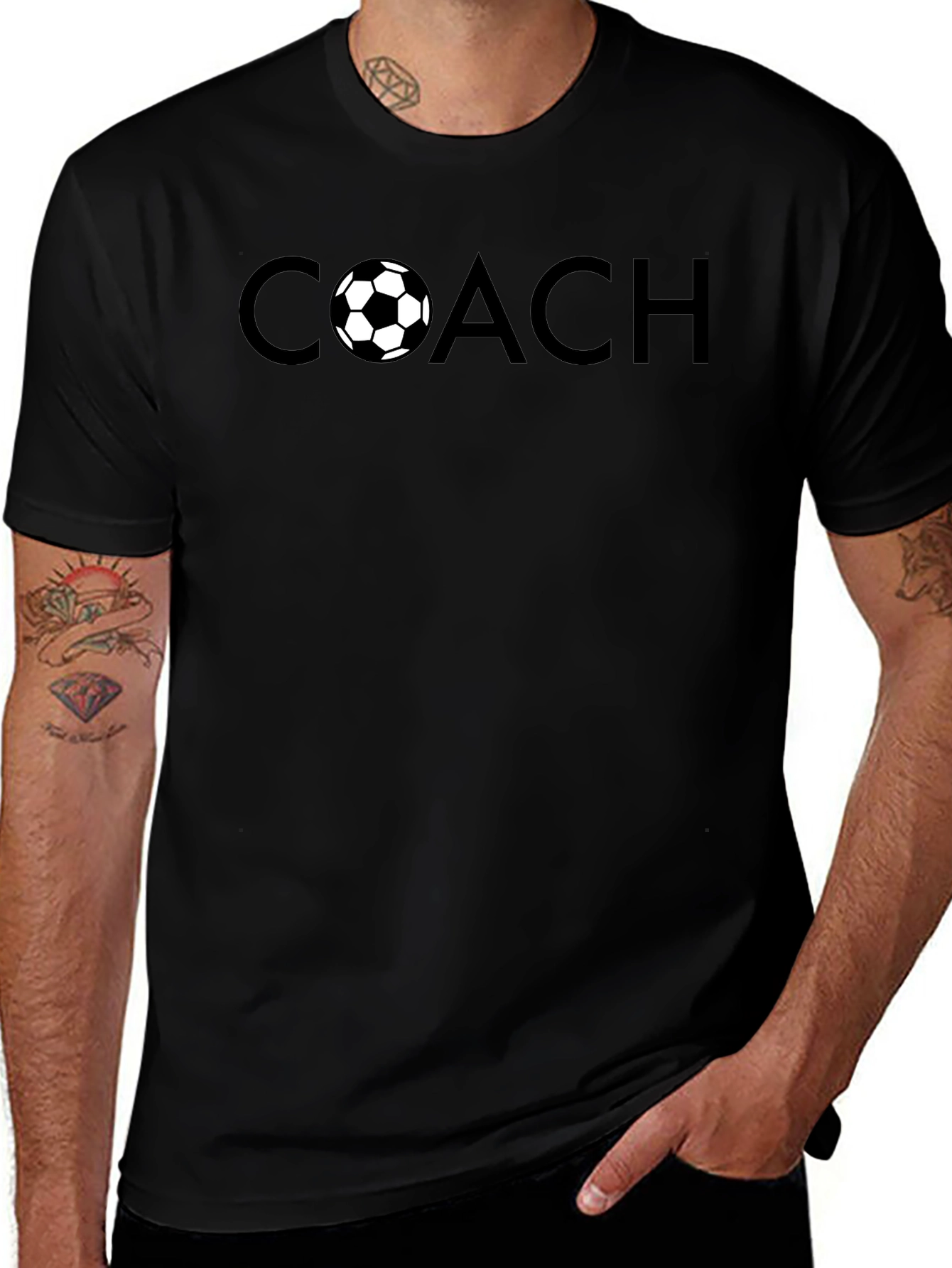 Variant 7 of Soccer Coach Black Graphic T-Shirt
