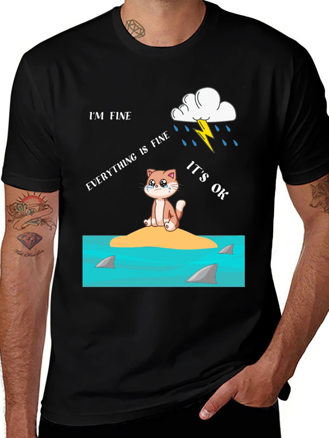 Variant 14 of Humorous "I'm Fine" Cat T-Shirt