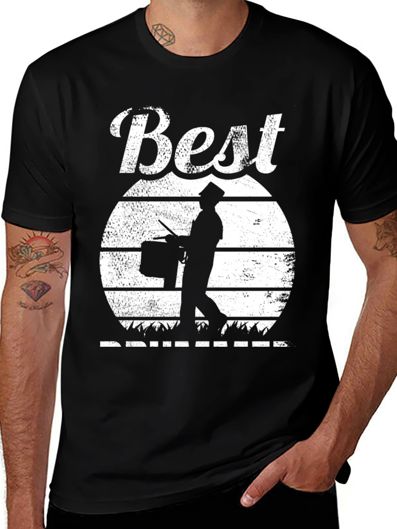 Variant 9 of Best Drummer T-Shirt - Black Musical Tee