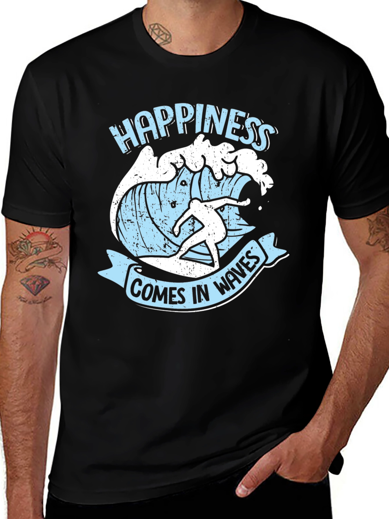 Variant 25 of Happiness Comes in Waves Graphic Tee