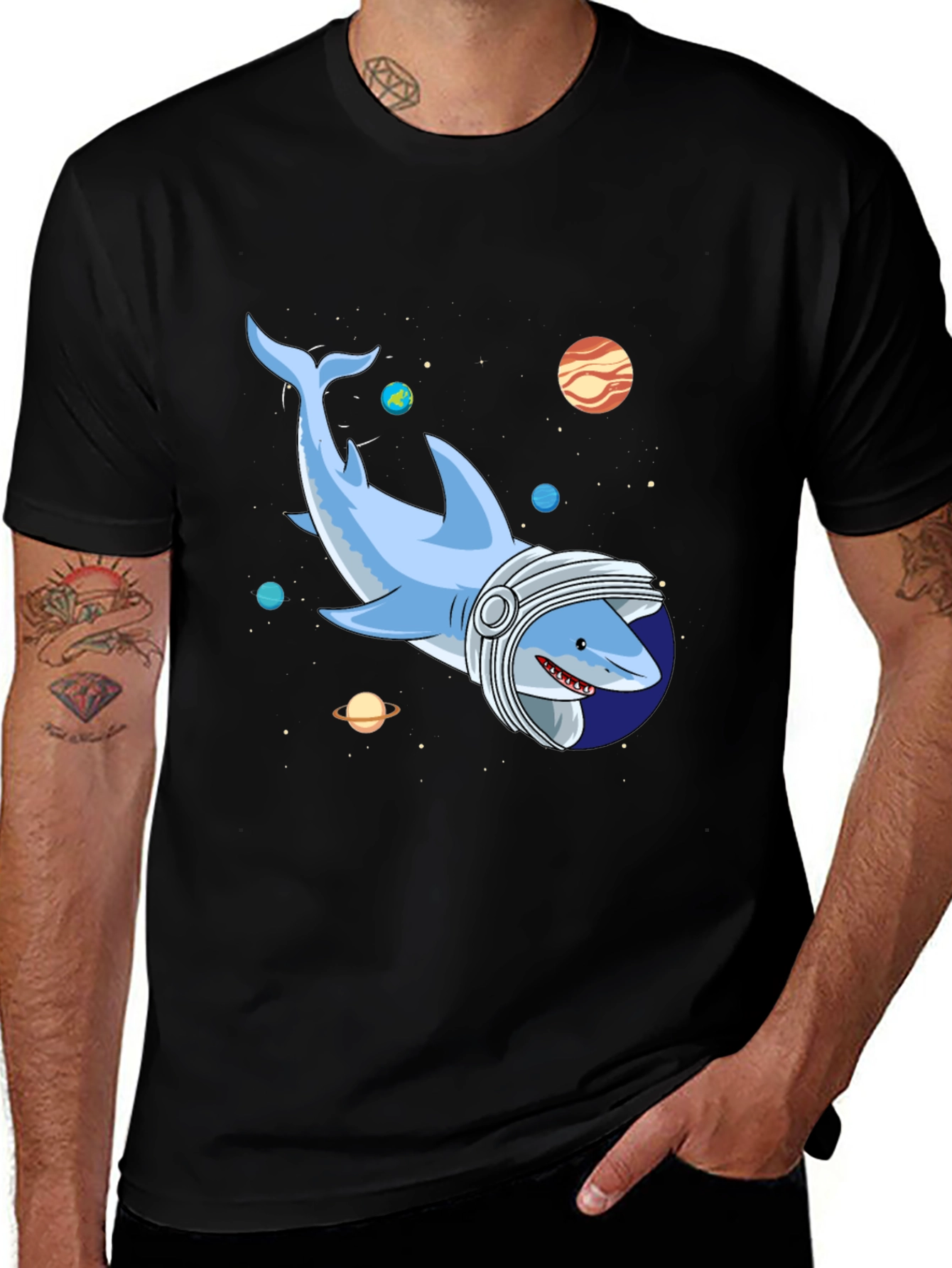 Variant 25 of Space Shark T-Shirt - Cosmic Ocean Adventure!